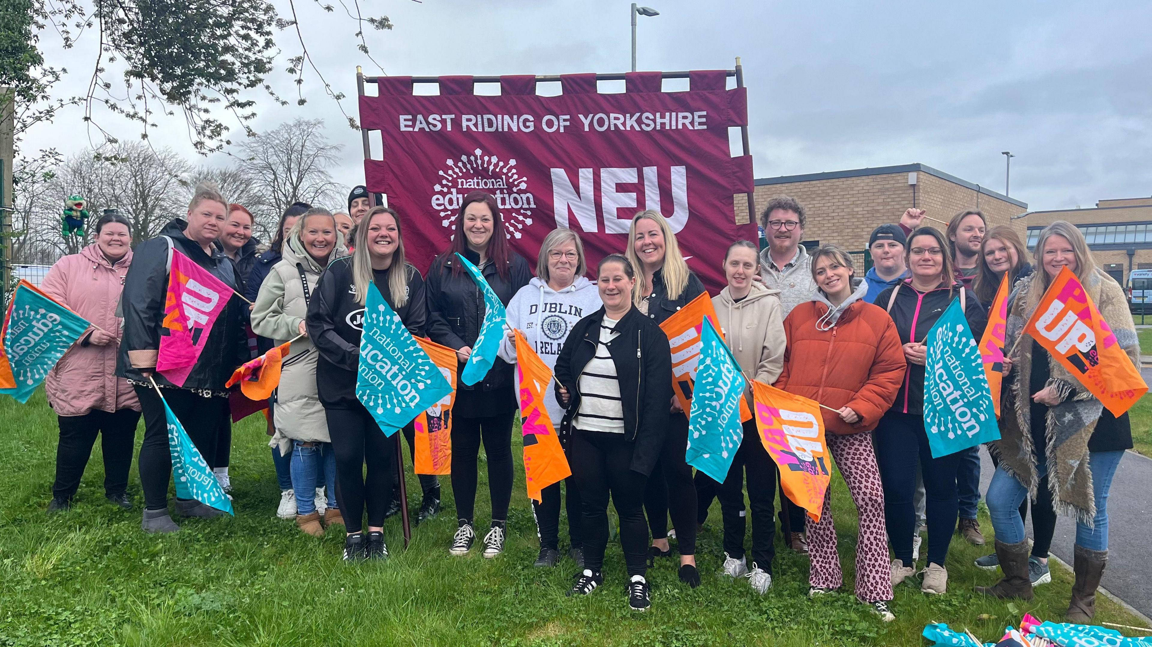 teaching staff on a picket line