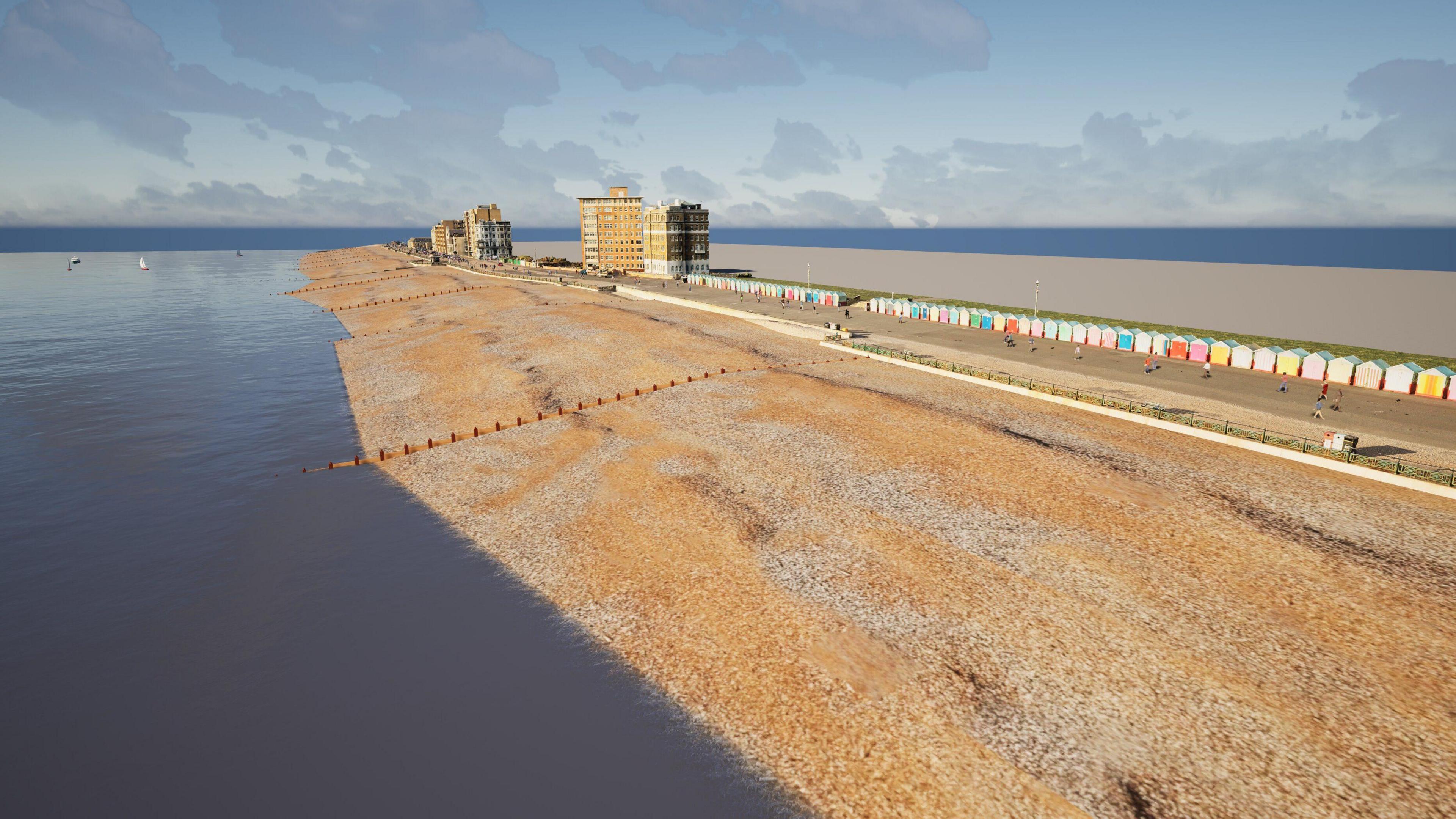 An artists impression of the new groynes on Brighton beach