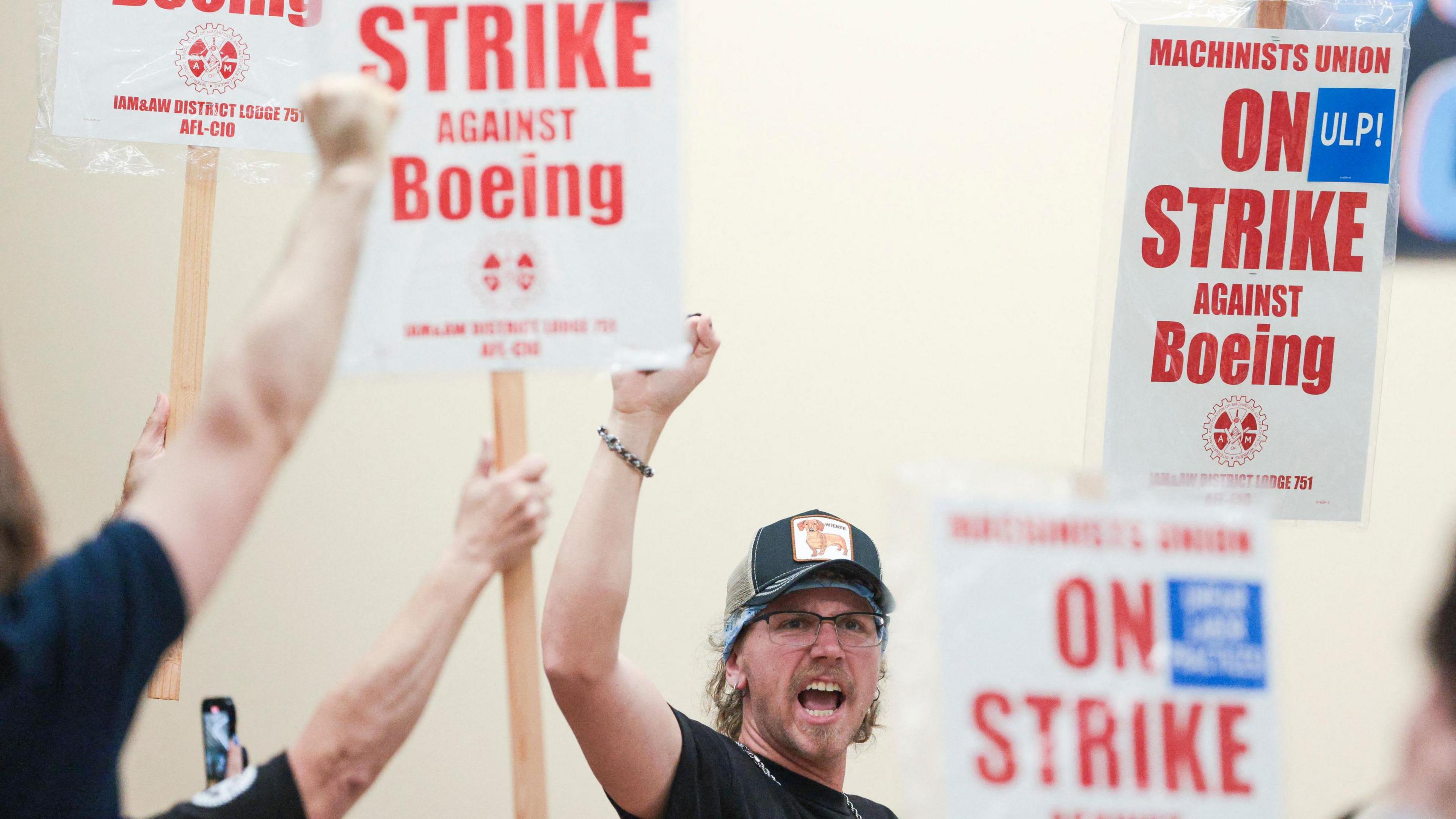 Striking Boeing worker.