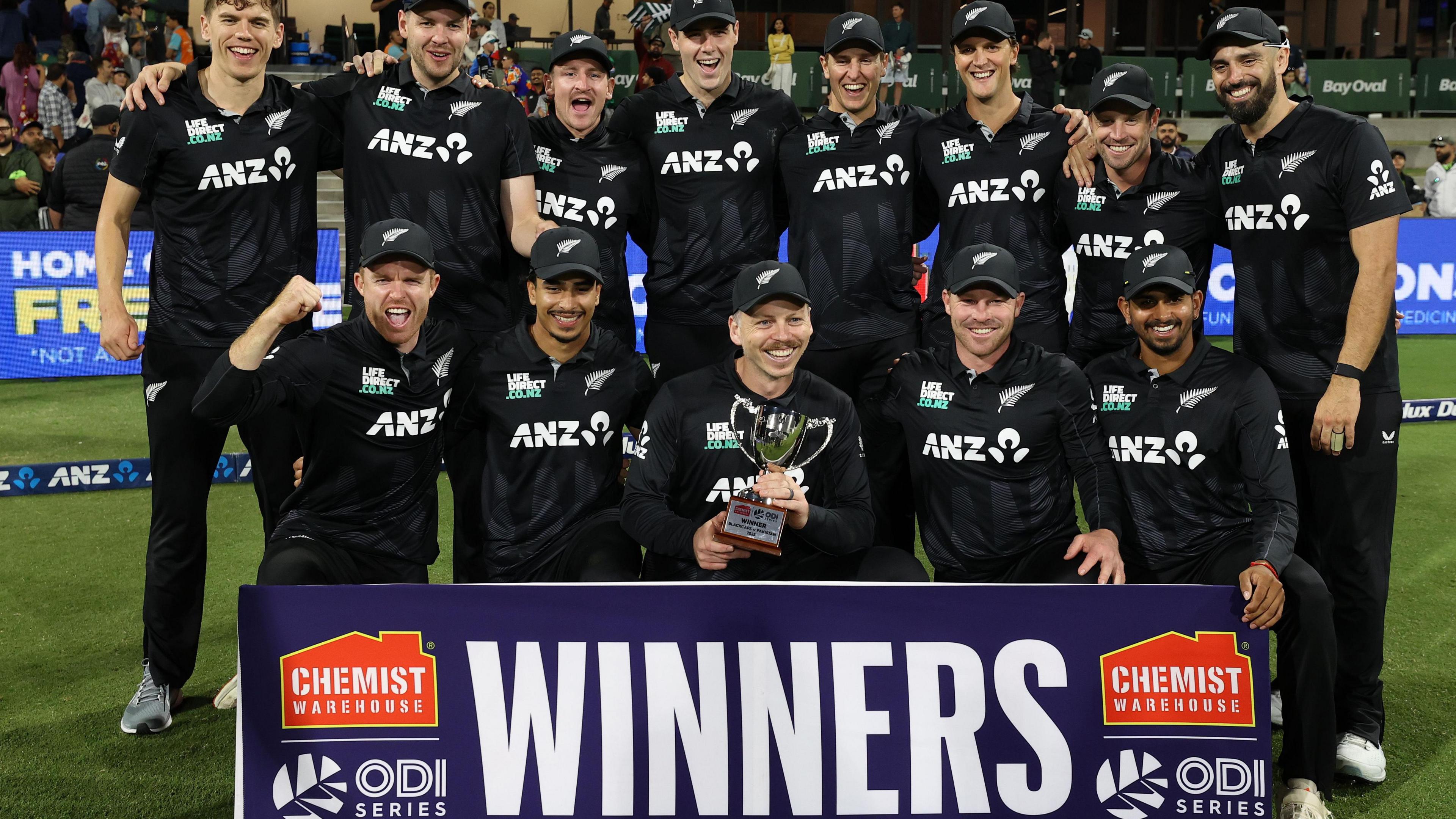 New Zealand with the ODI series trophy