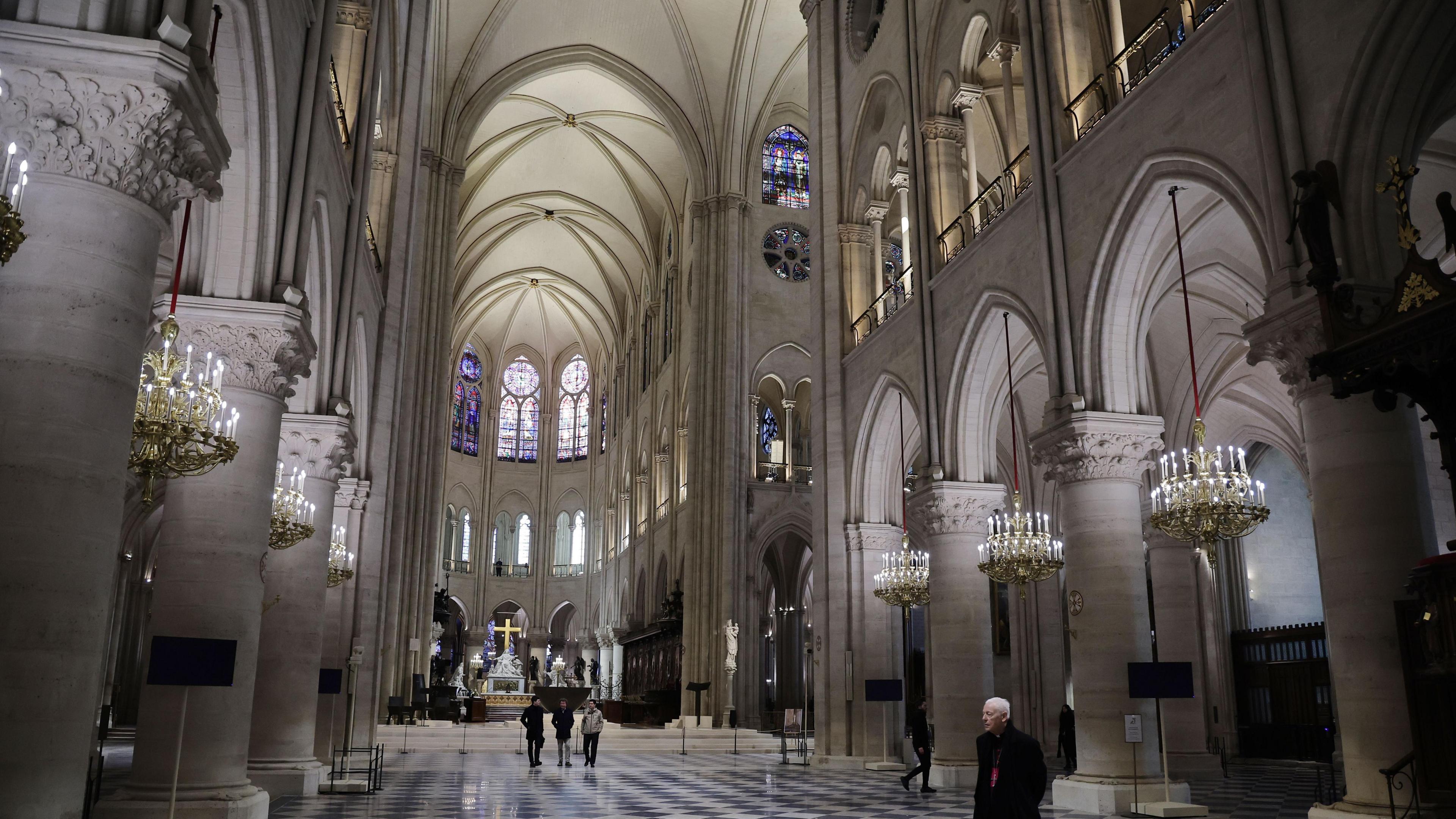 An interior view of the Notre-Dame cathedral. 