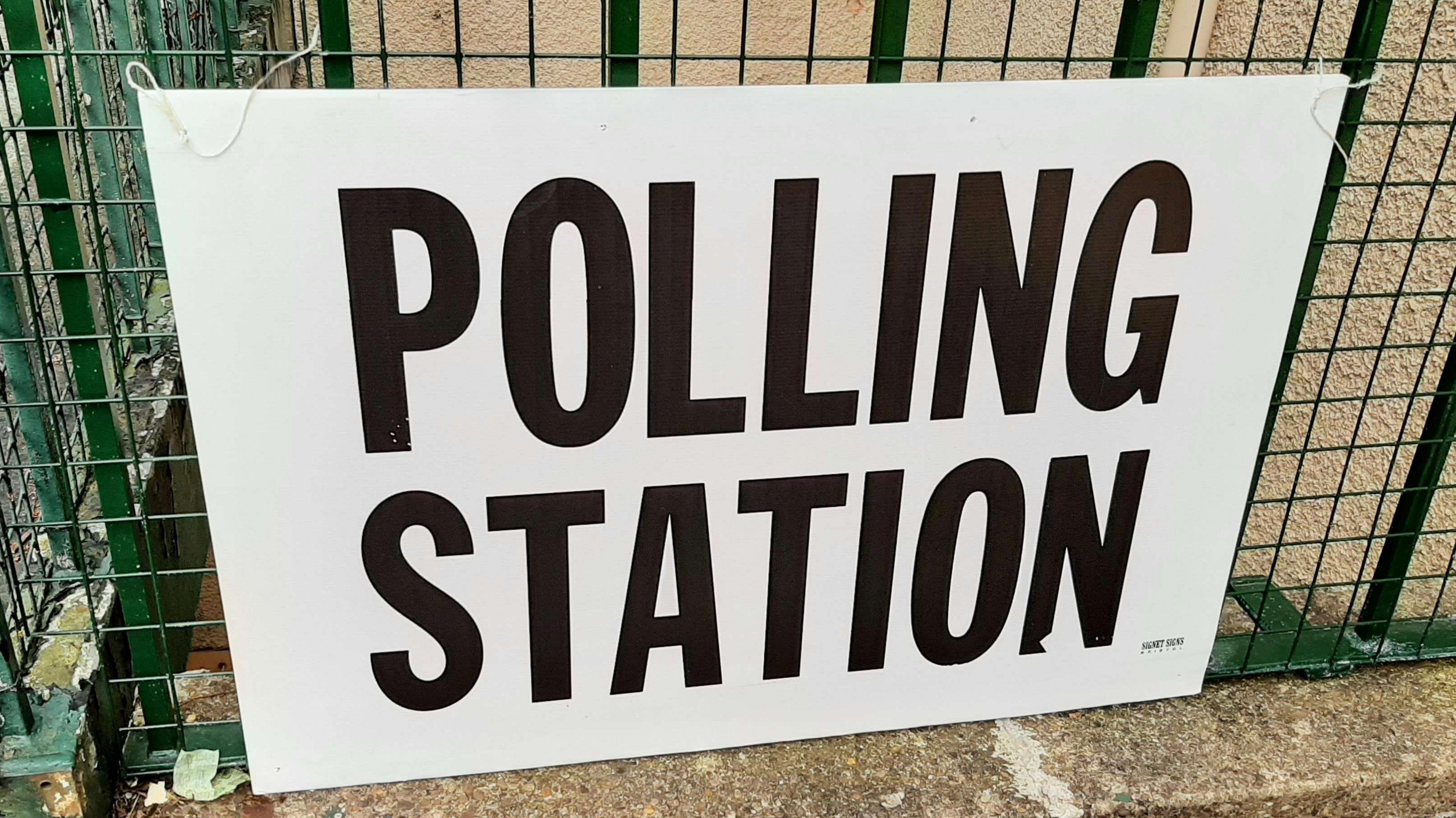 Polling station sign