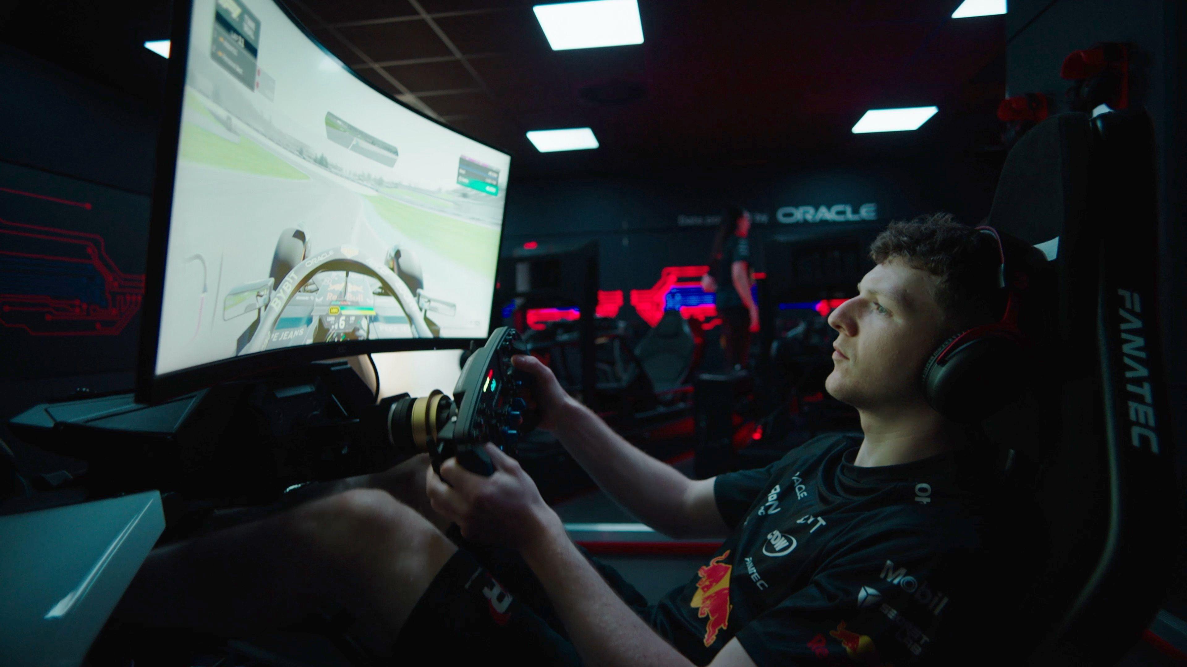 Sebastian Job sim racing in Red Bull's Erena