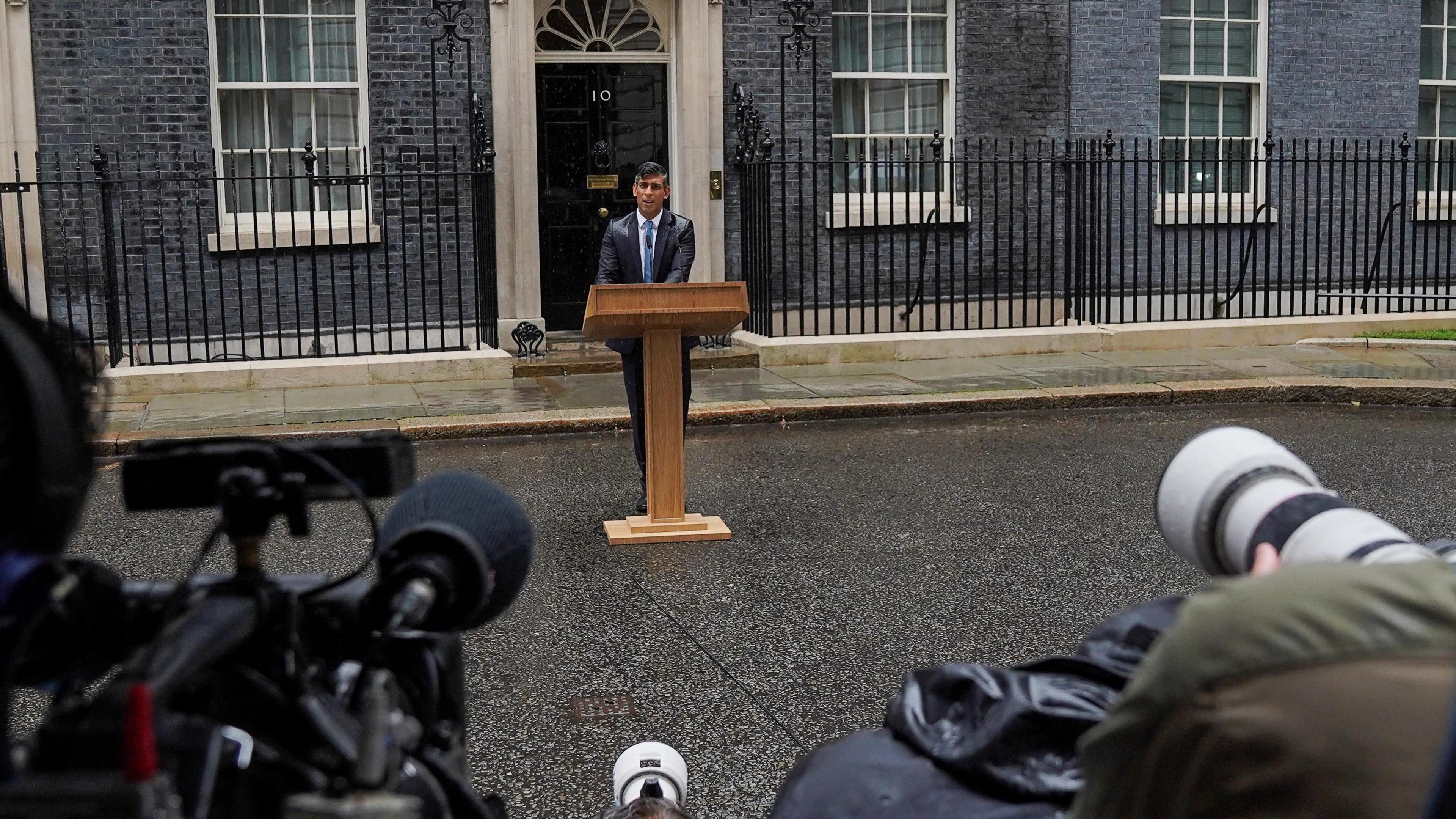 Rishi Sunak announces he is calling a general election outside 10 Downing Street