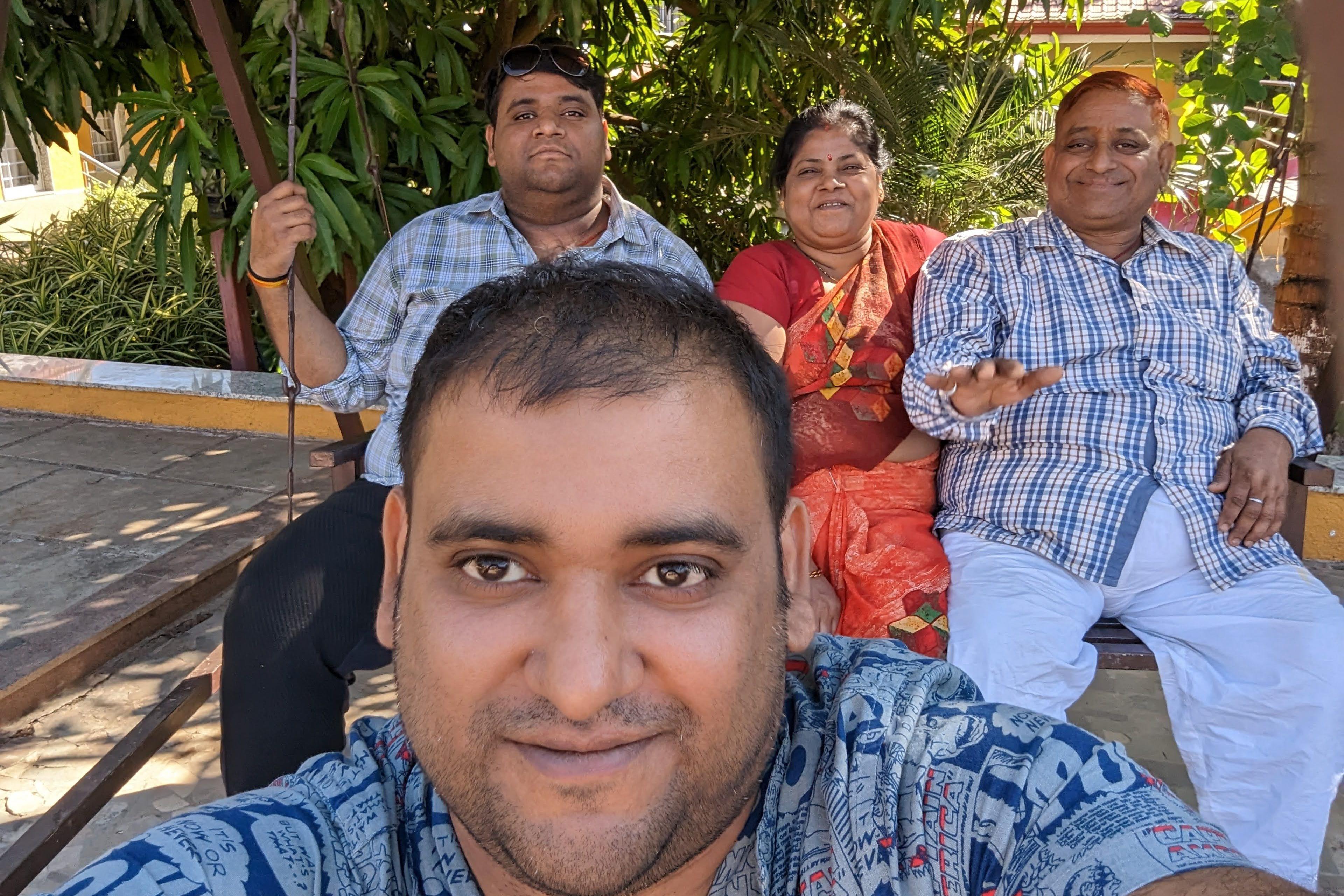 Atul Subhash with his parents and brother in happier times