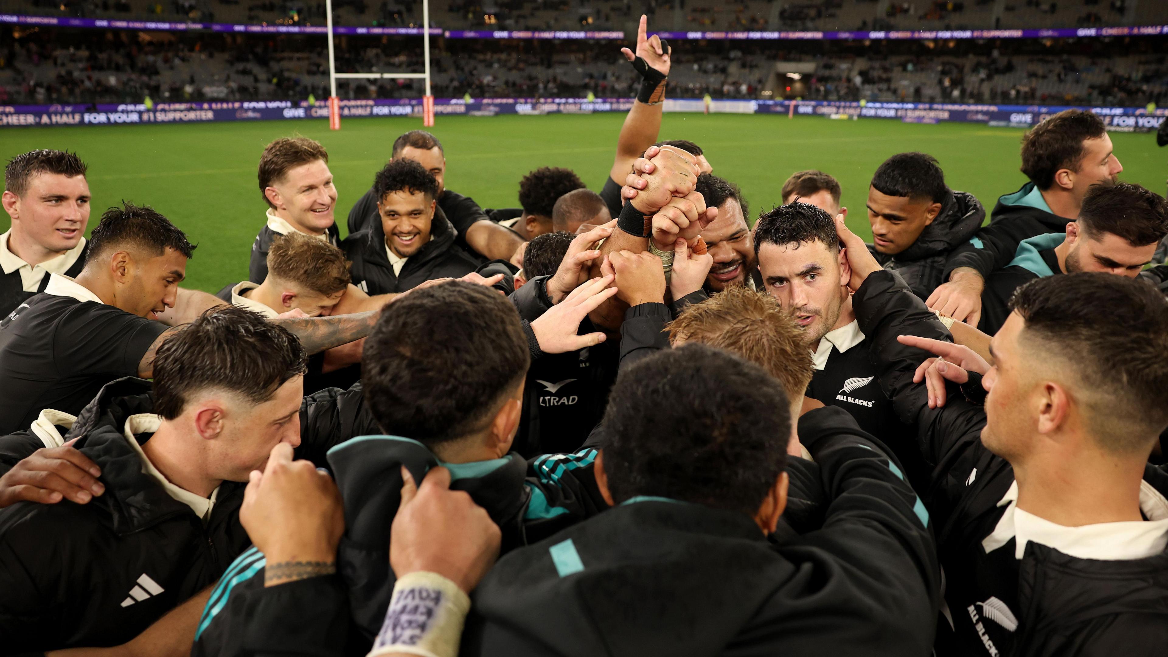 All Blacks players celebrate