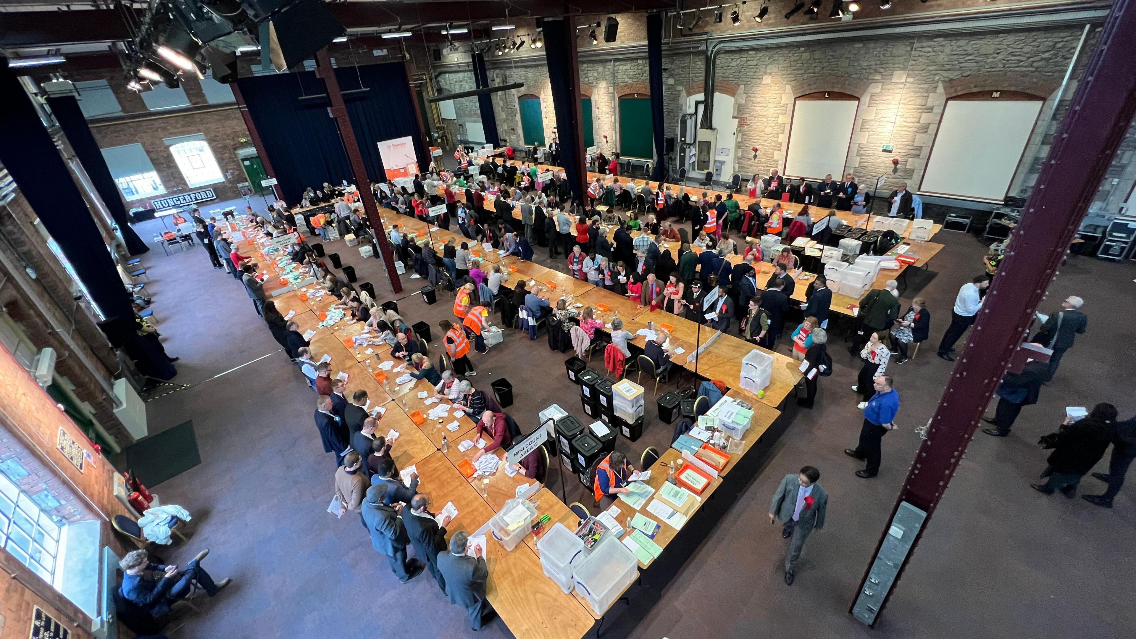 Looking down on the count at the Steam Great Hall