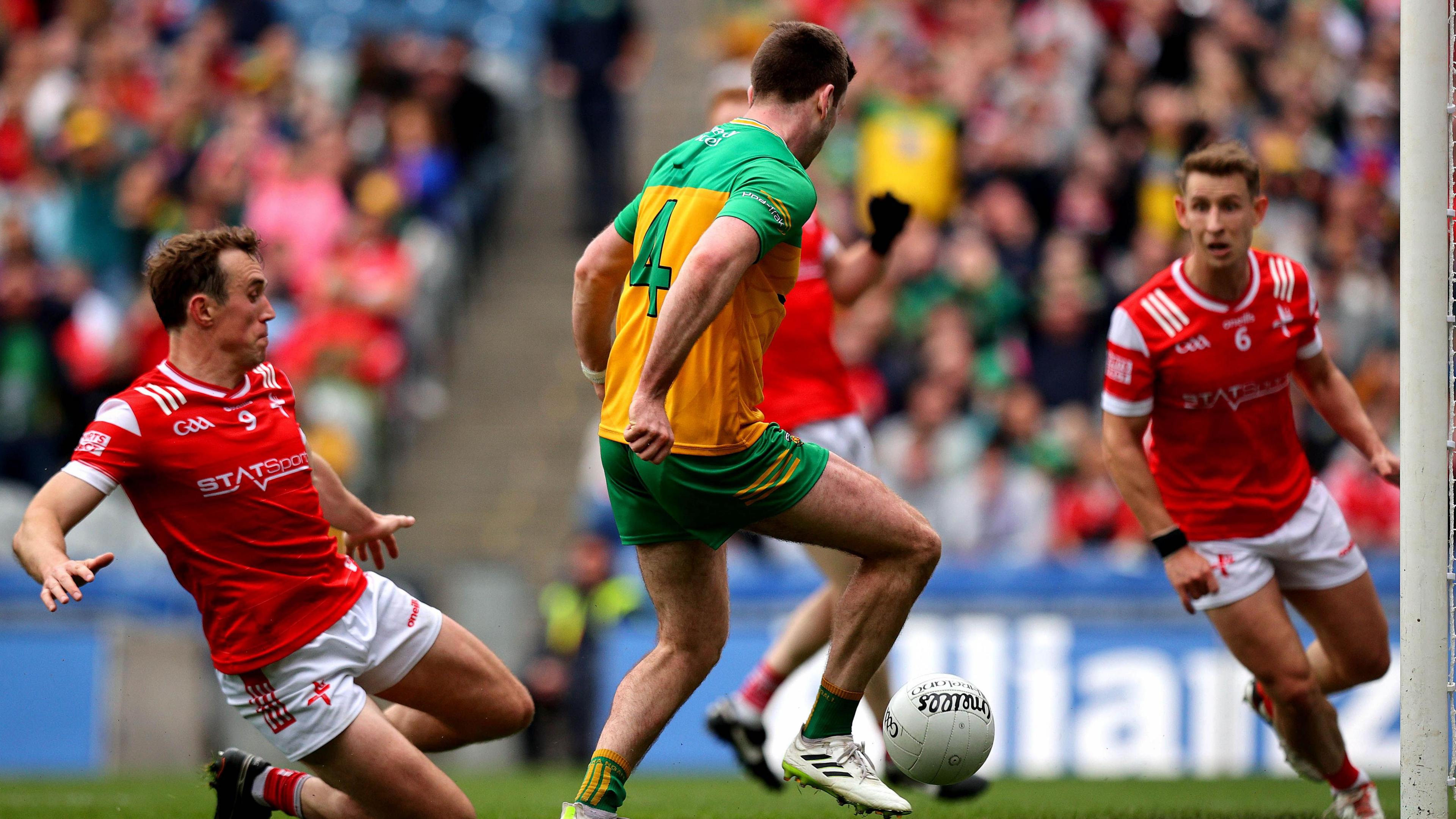 Eoghan Ban Gallagher scores Donegal's goal 