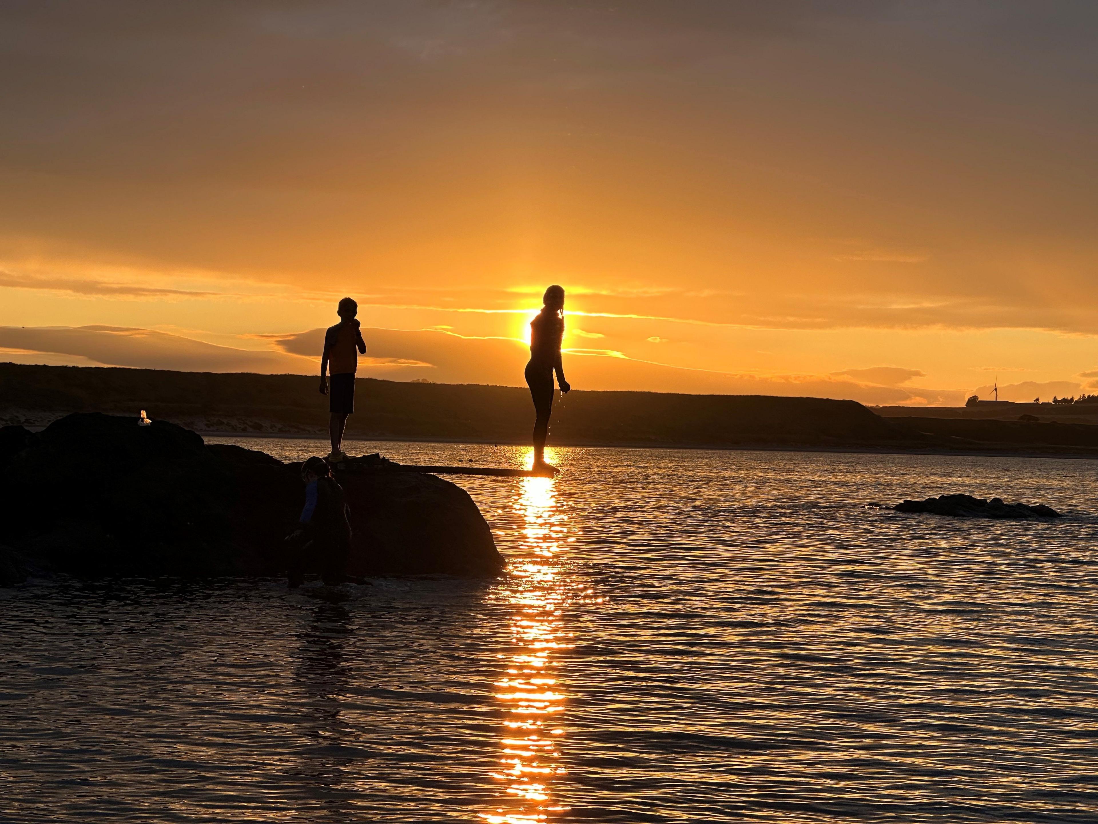 Children at sunset