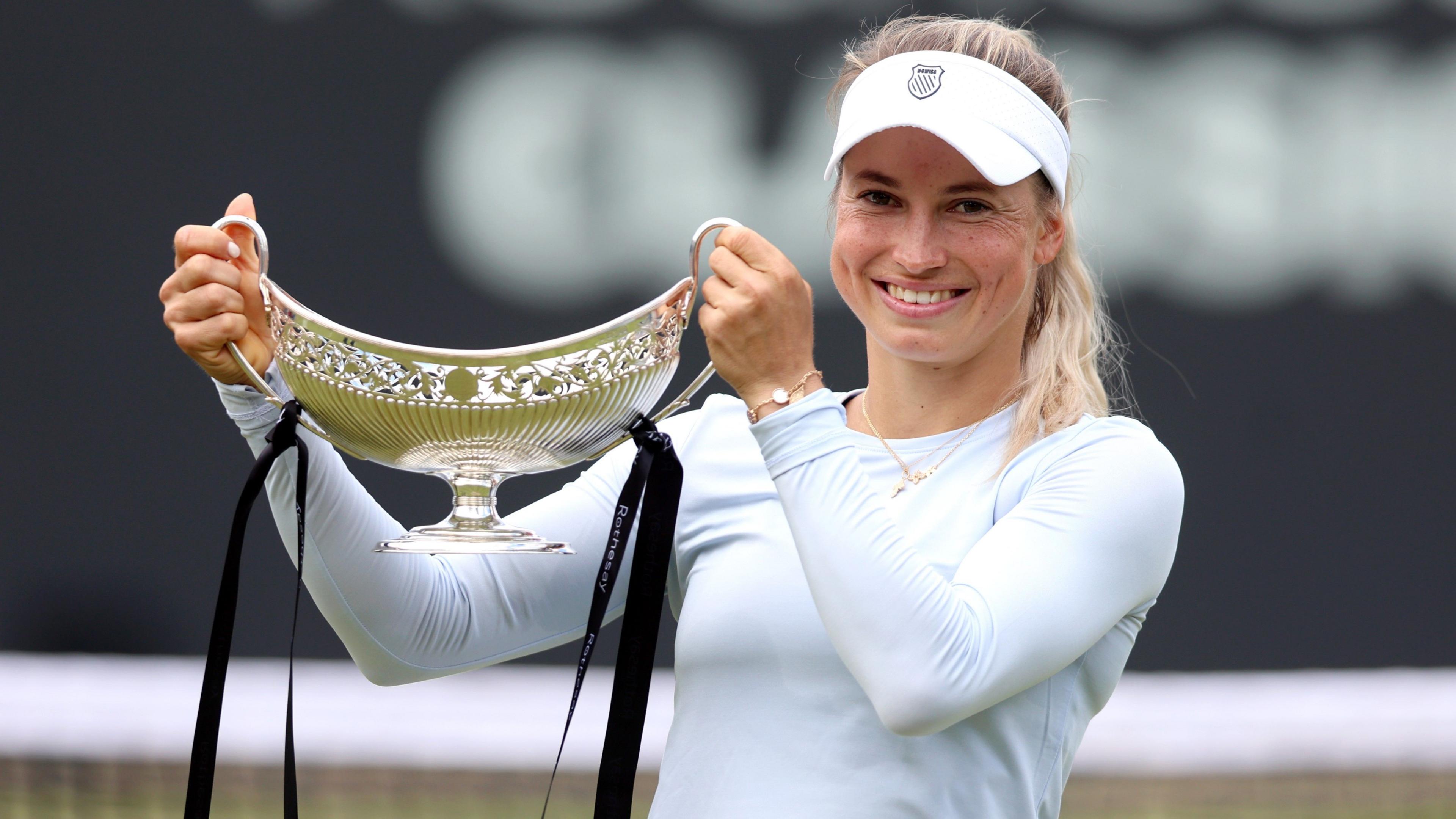 Yulia Putintseva with the Birmingham Classic trophy