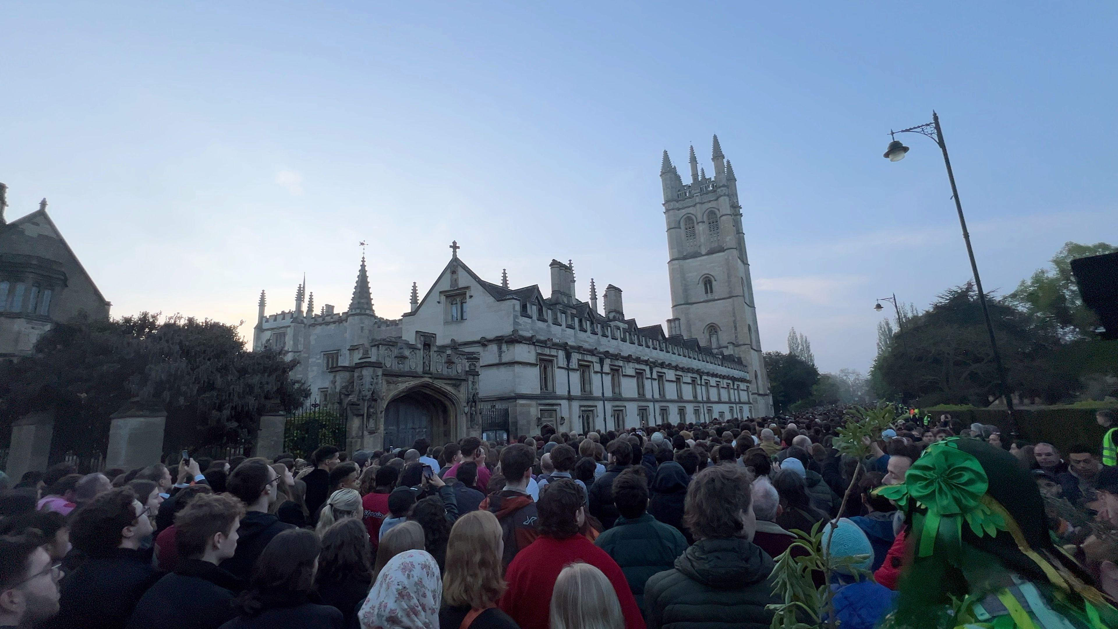 Thousands of people lining the streets in Oxford 