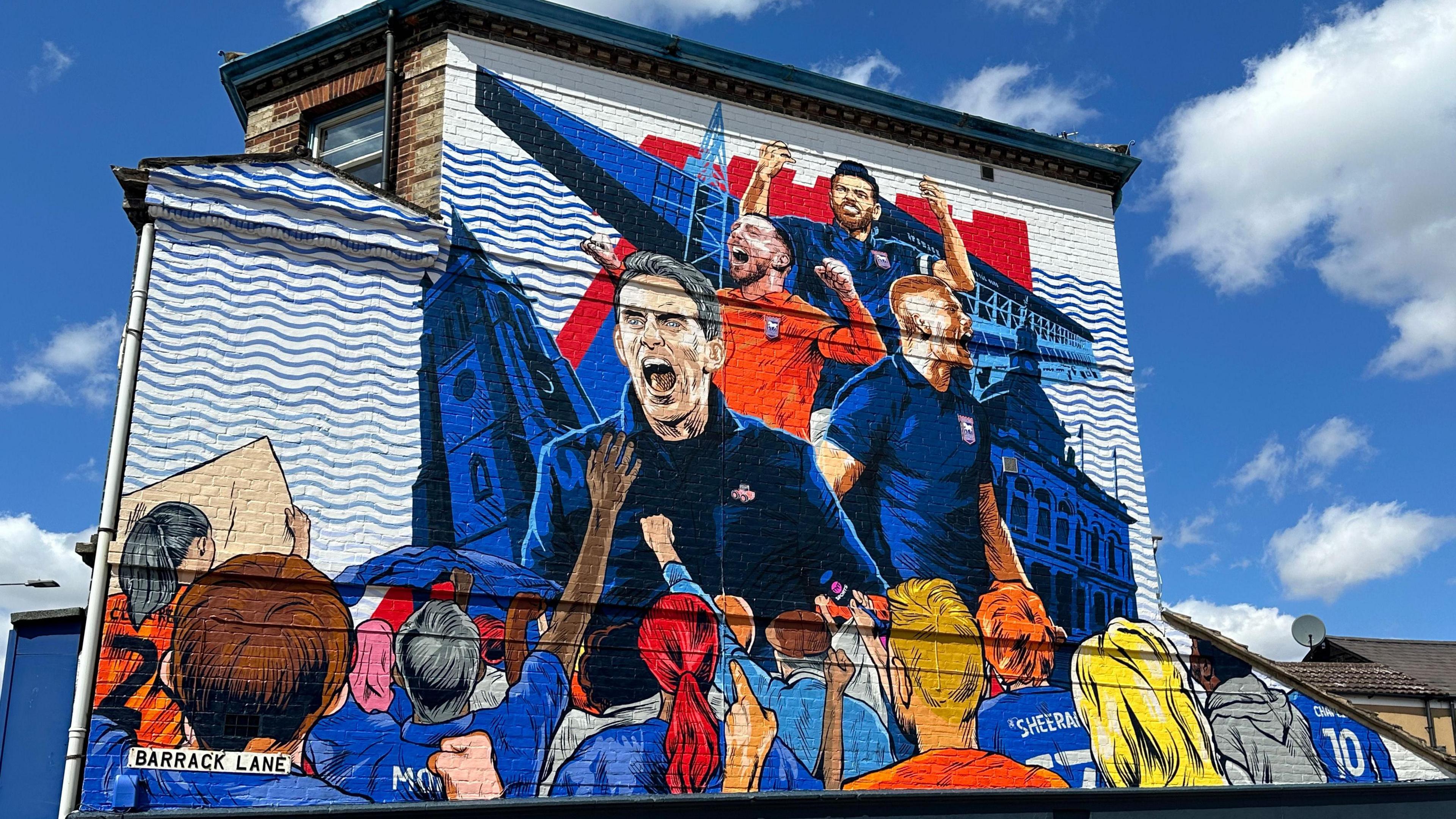 The Ipswich Town Football Club mural in Barrack Lane in the town