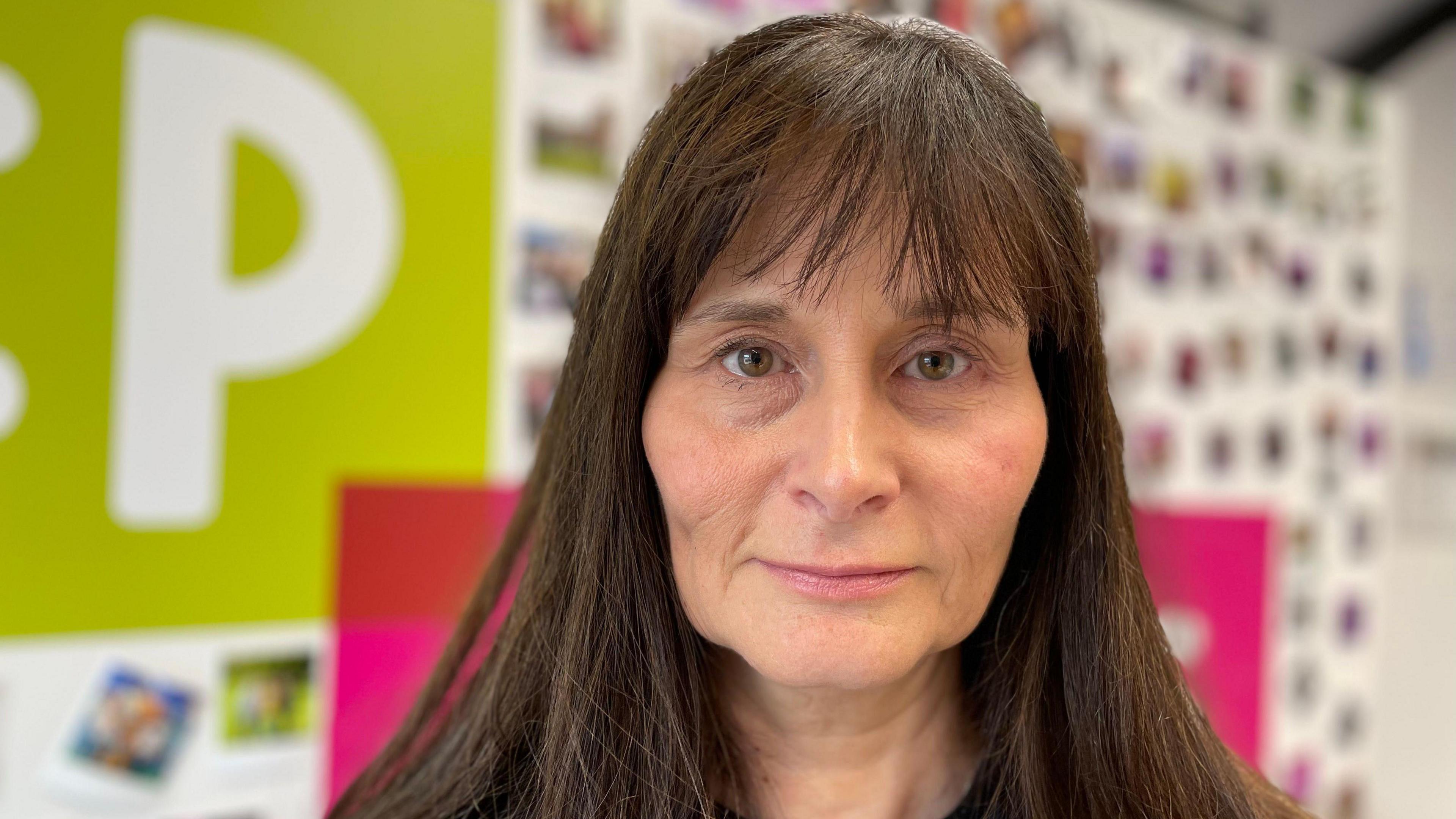 Woman with long brown hair
