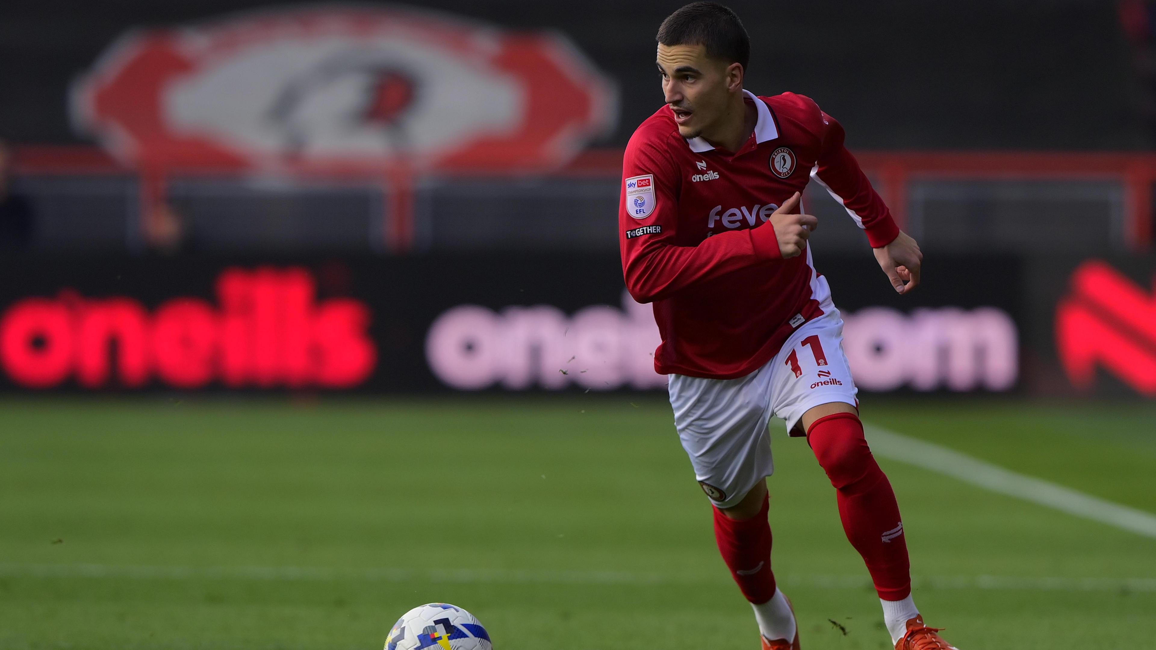 Anis Mehmeti in action for Bristol City