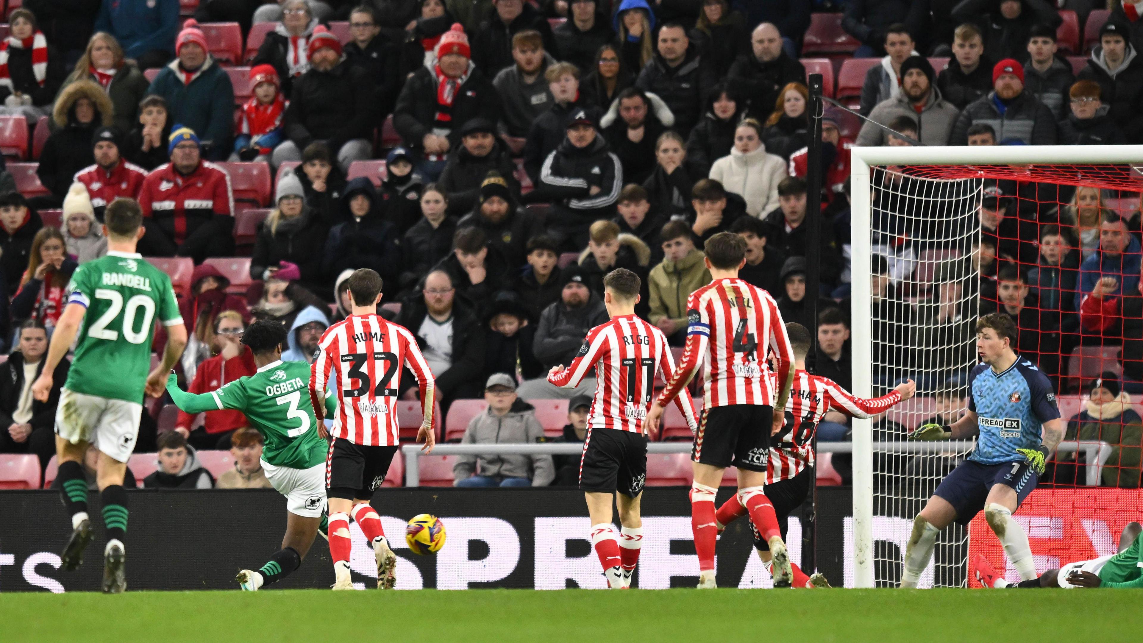 Nathanael Ogbeta scores Plymouth's equaliser