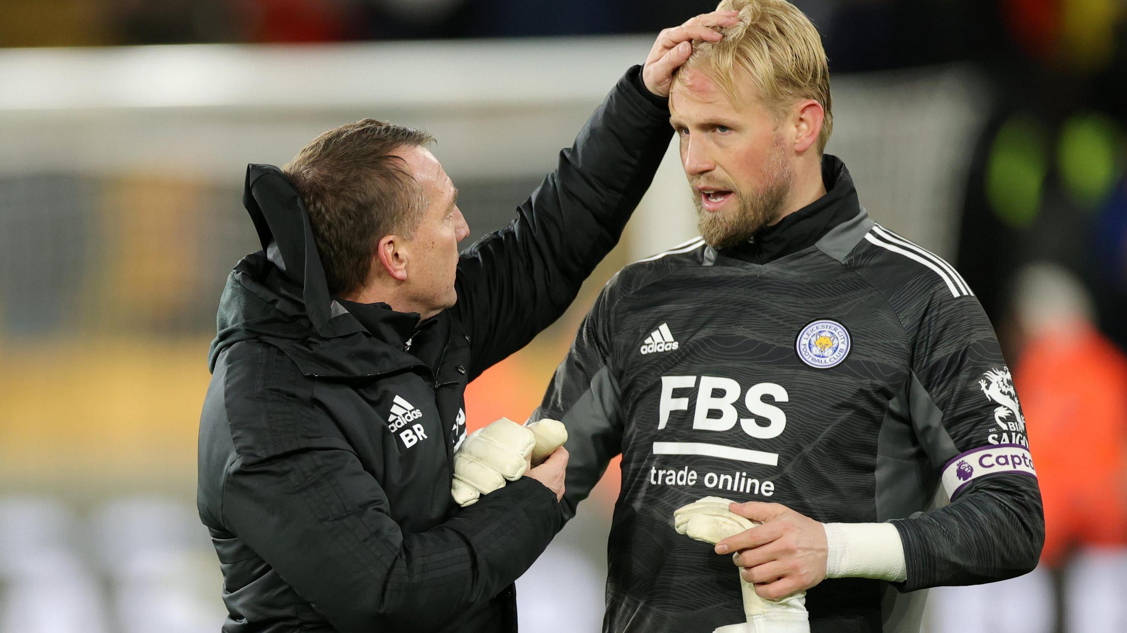 Brendan Rodgers and Kasper Schmeichel