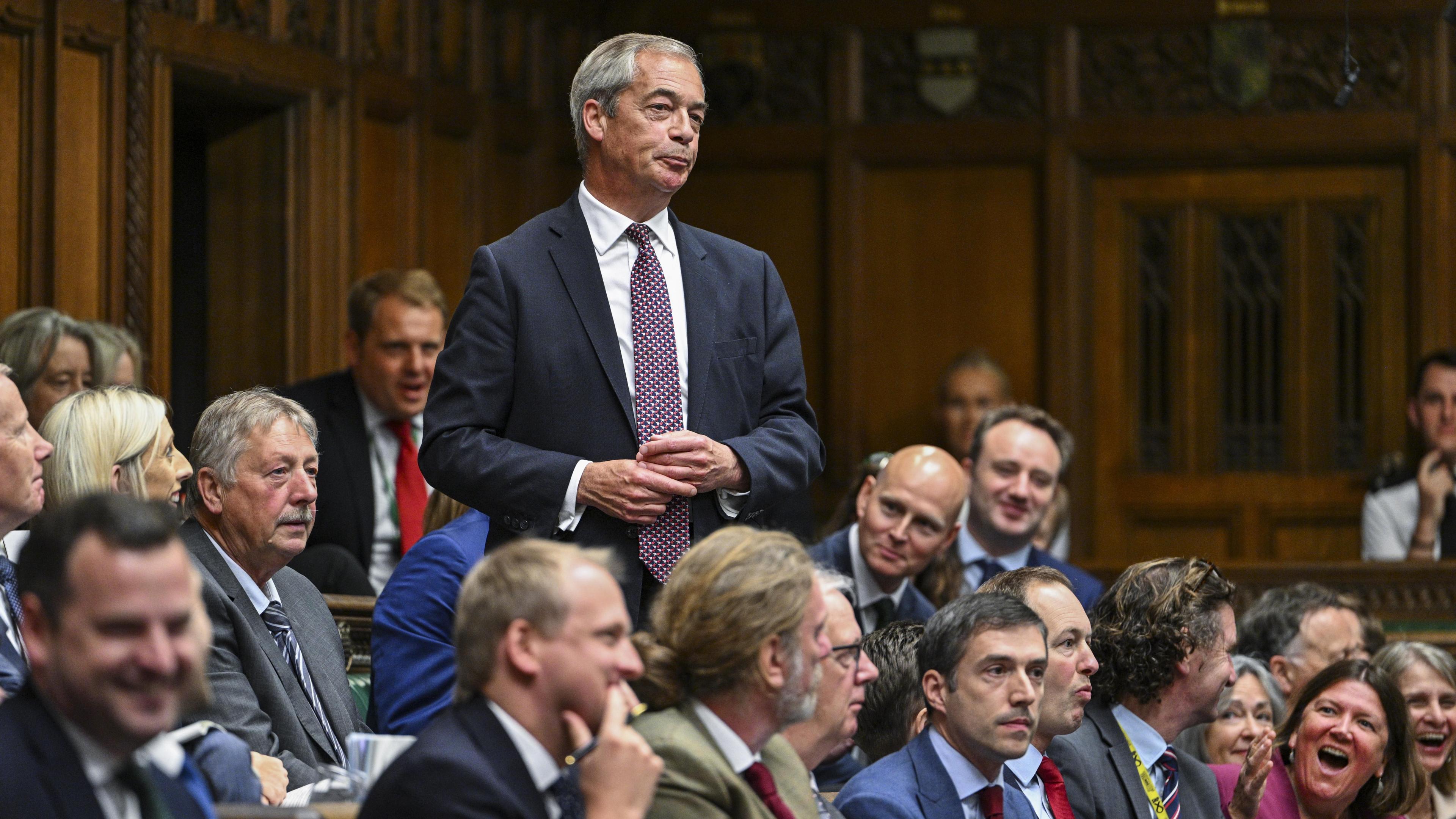 Farage speaking during Prime Minister's Questions in the House of Commons, London. Picture date: Wednesday July 9, 2025.