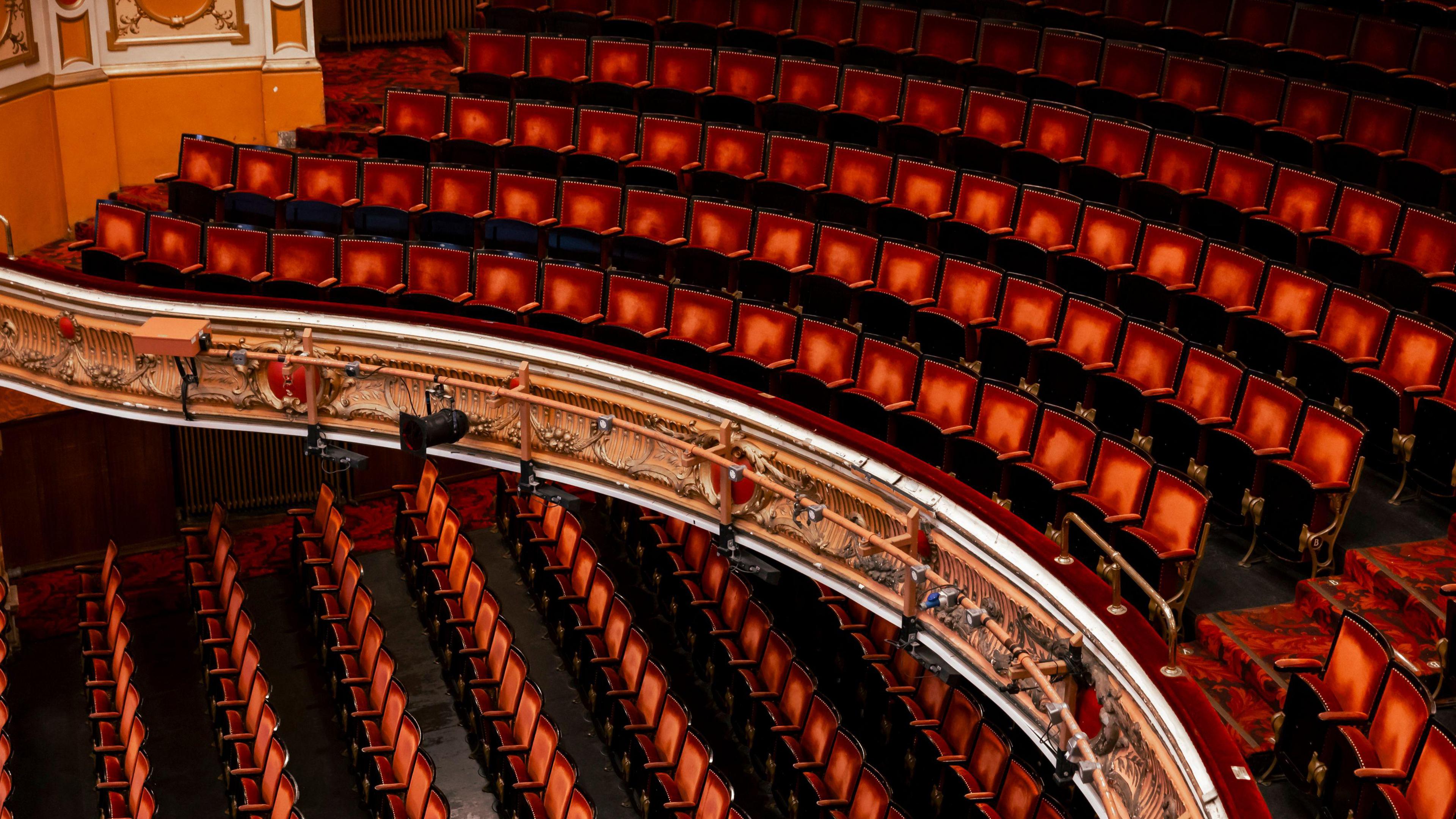 Inside the King's theatre when empty, with rows of empty seats