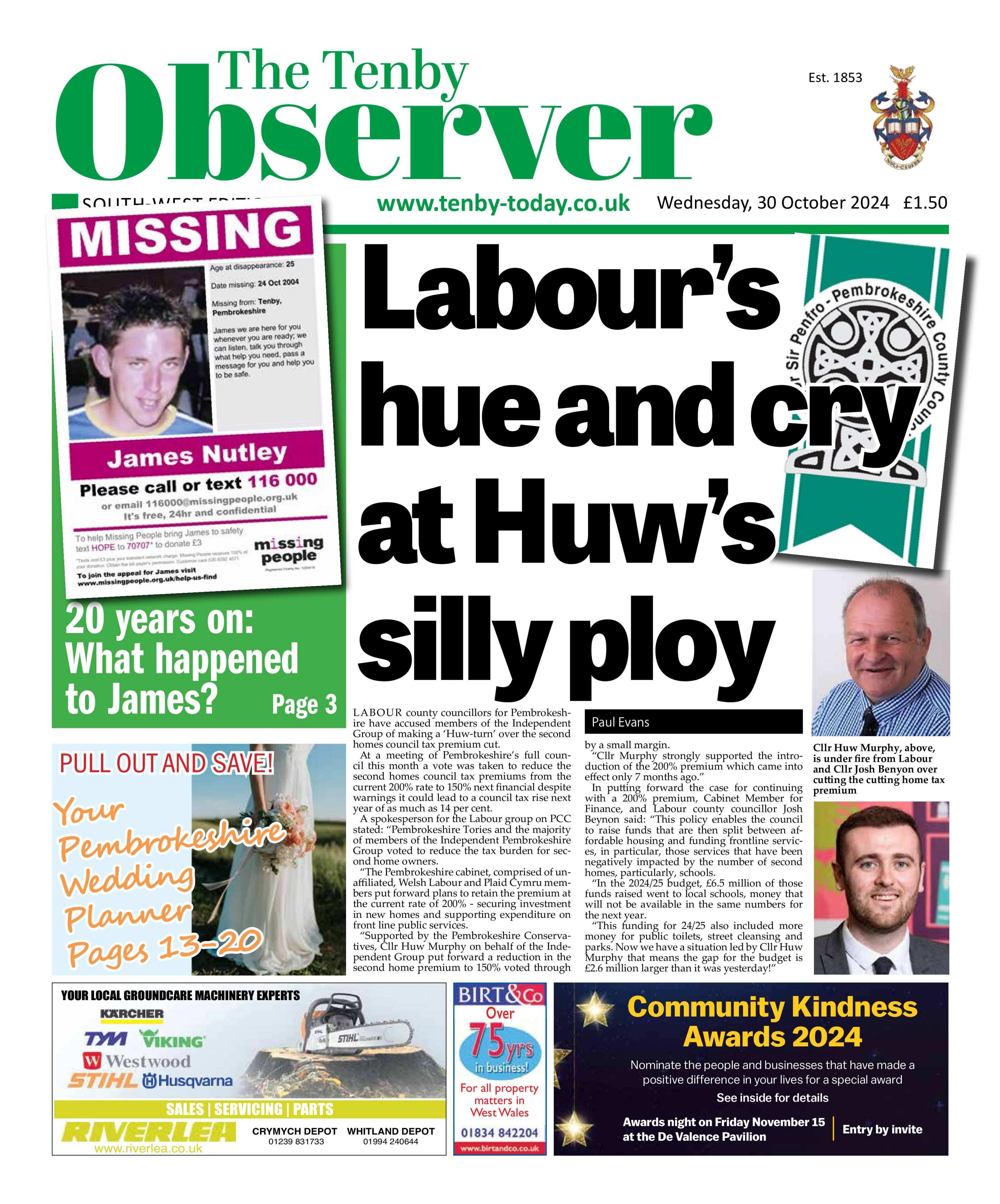 Tenby Observer front page