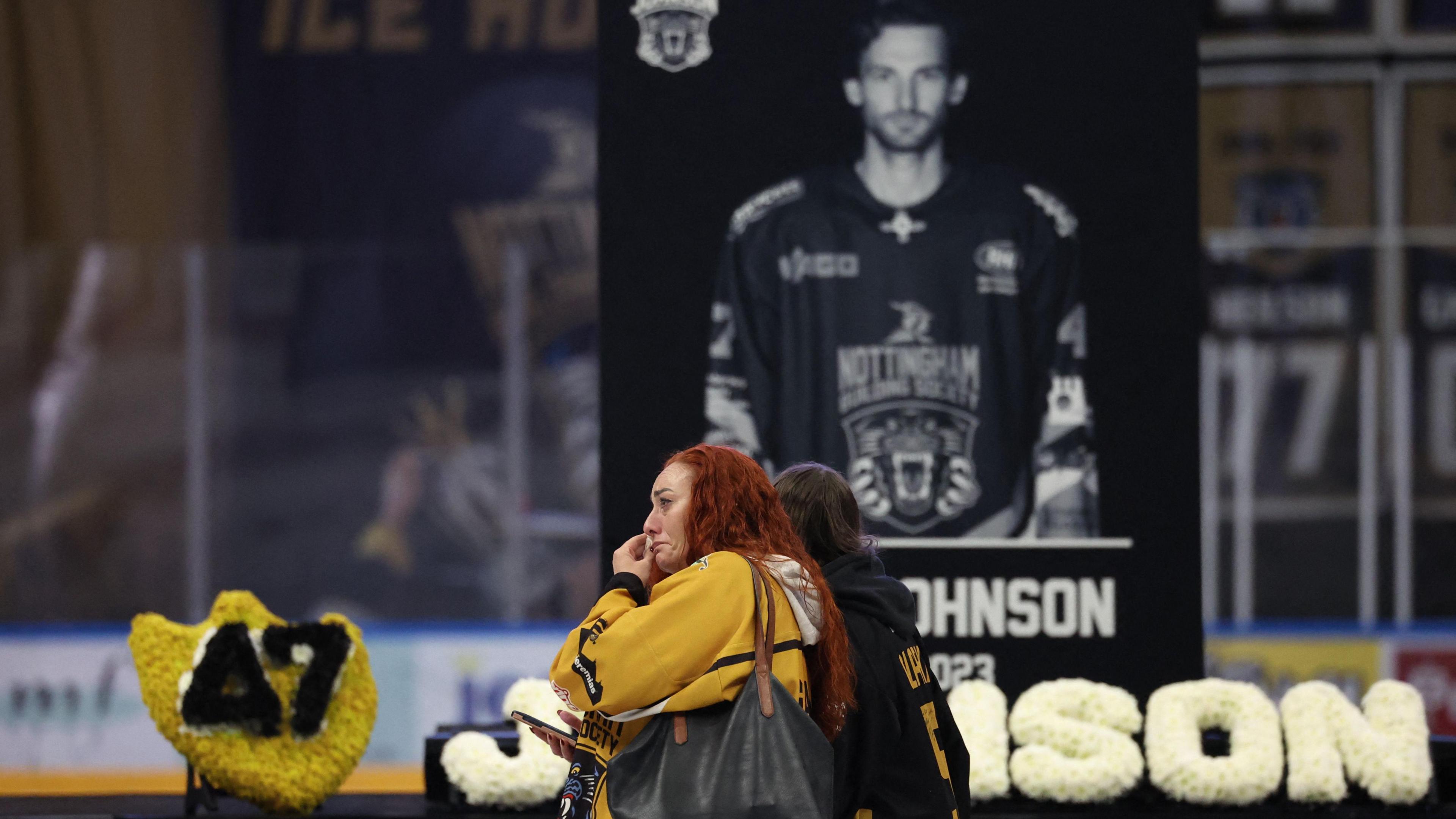 A tribute at the Motorpoint Arena in Nottingham following the death of player Adam Johnson