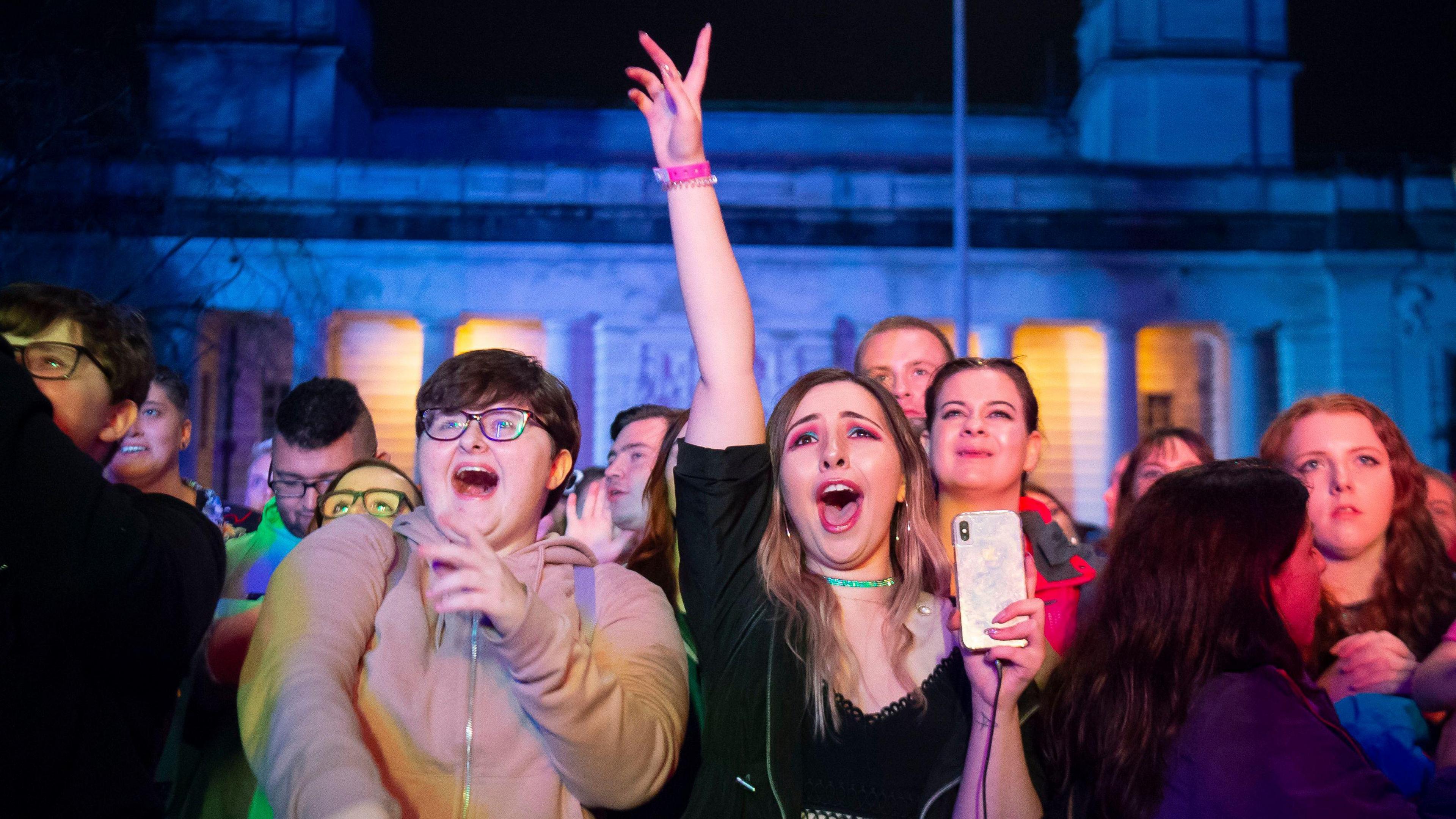 A crowd at Pride Cymru go wild for one of the festival acts.