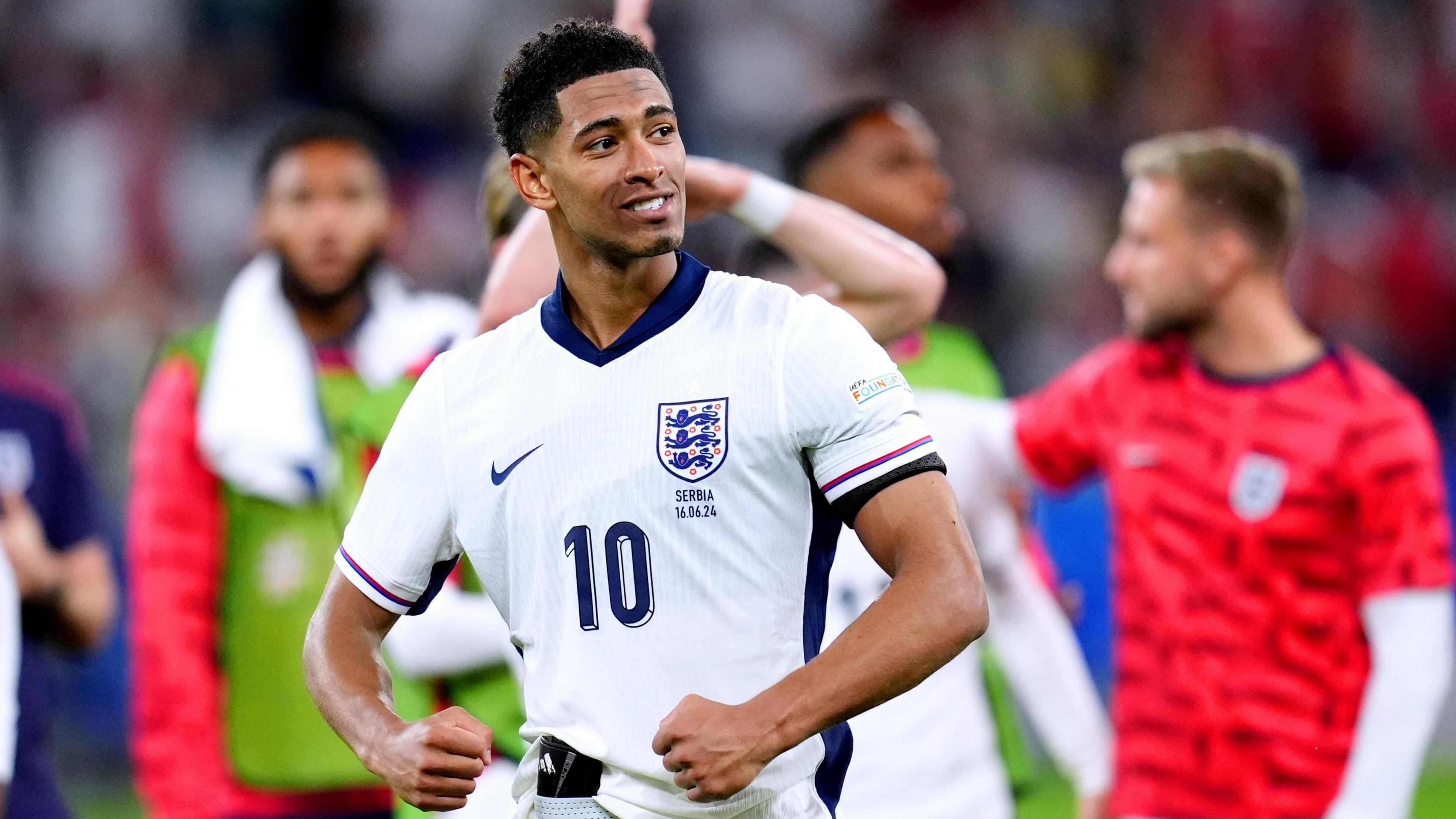 England's Jude Bellingham at the end of the UEFA Euro 2024 Group C match at the Arena AufSchalke in Gelsenkirchen, Germany.