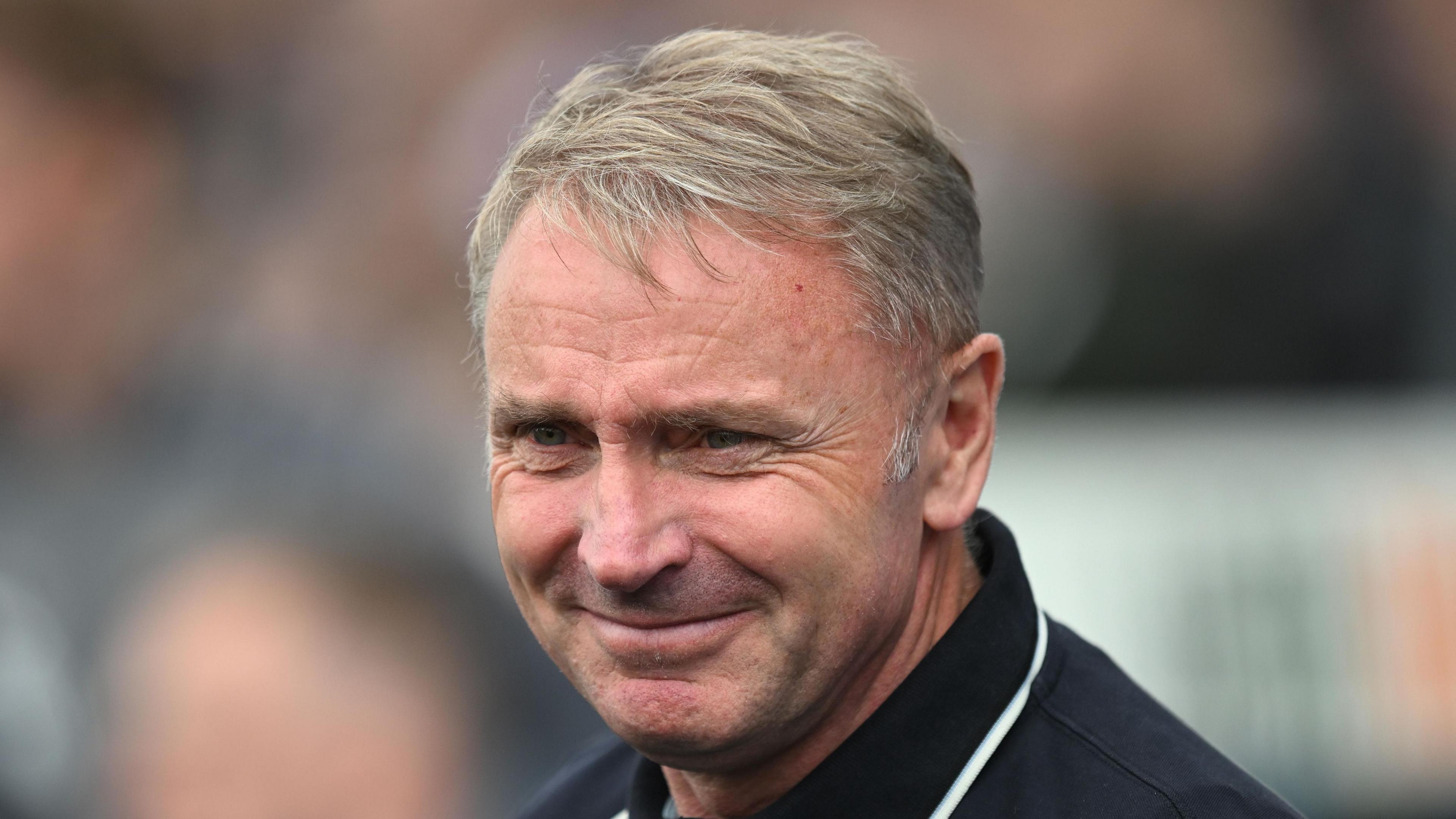 Paul Simpson on the touchline for Carlisle v Barrow