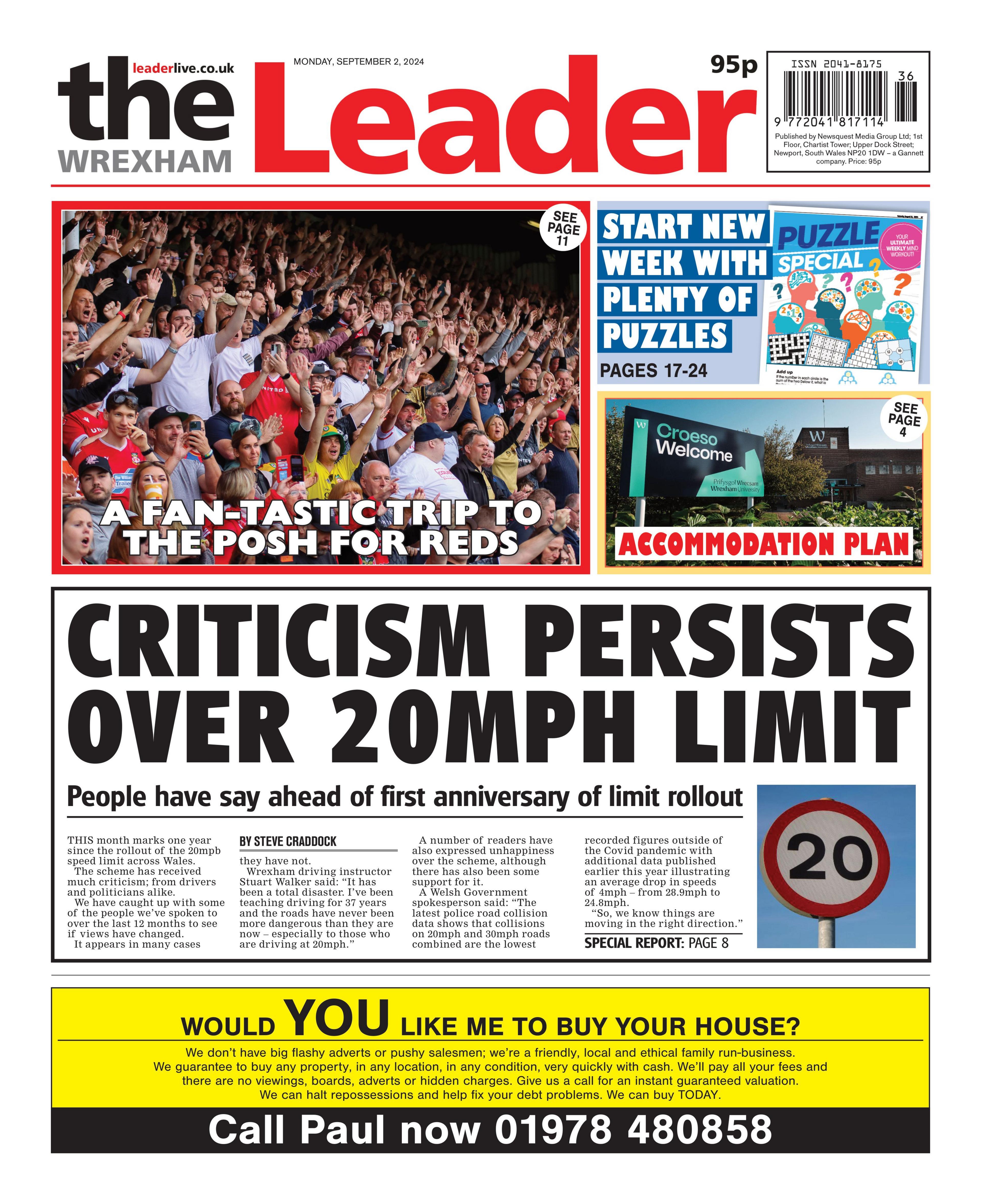 Wrexham Leader front page