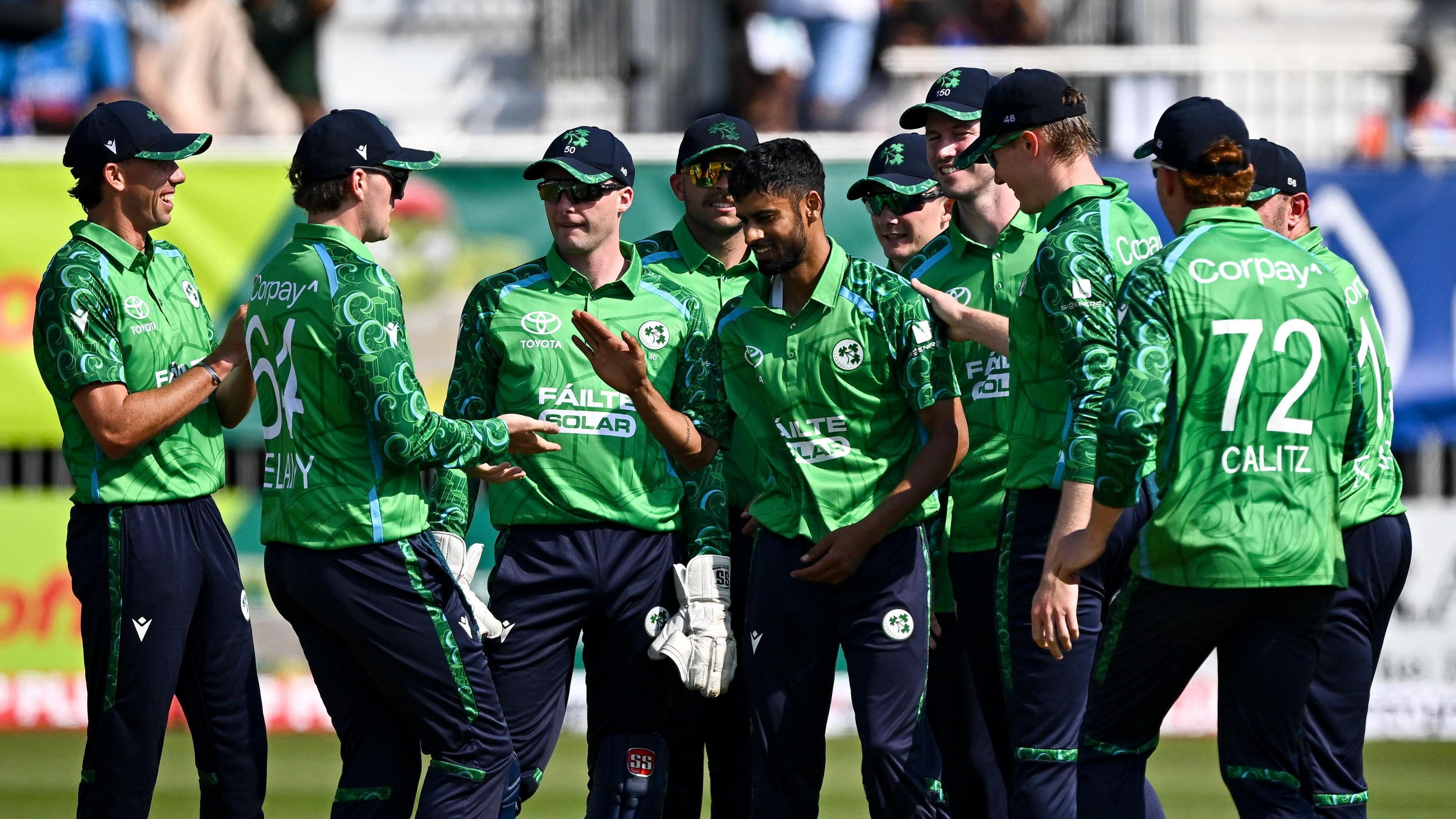 Ireland celebrate their victory at Stormont