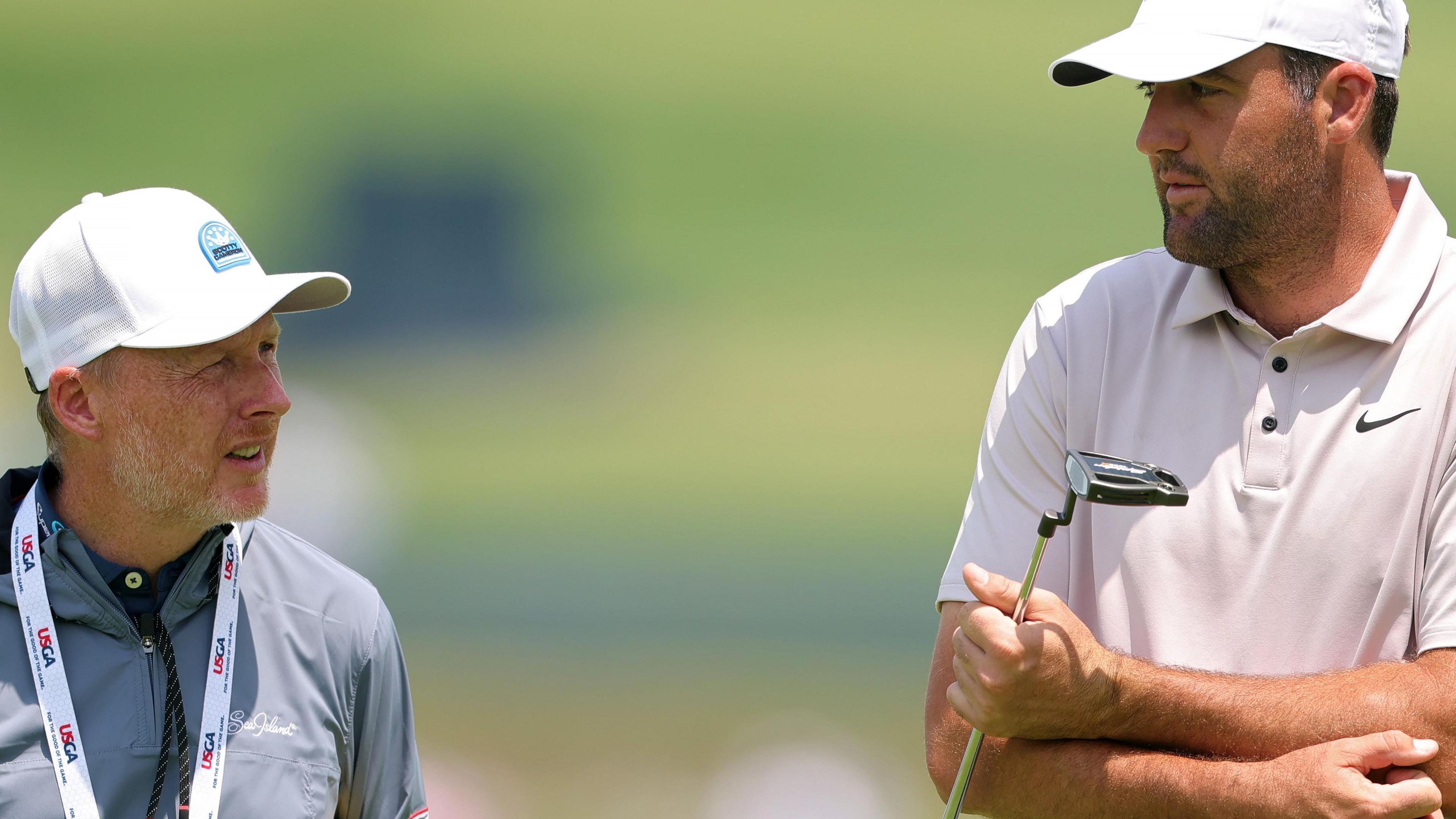 Phil Kenyon and Scottie Scheffler at the US Open in June
