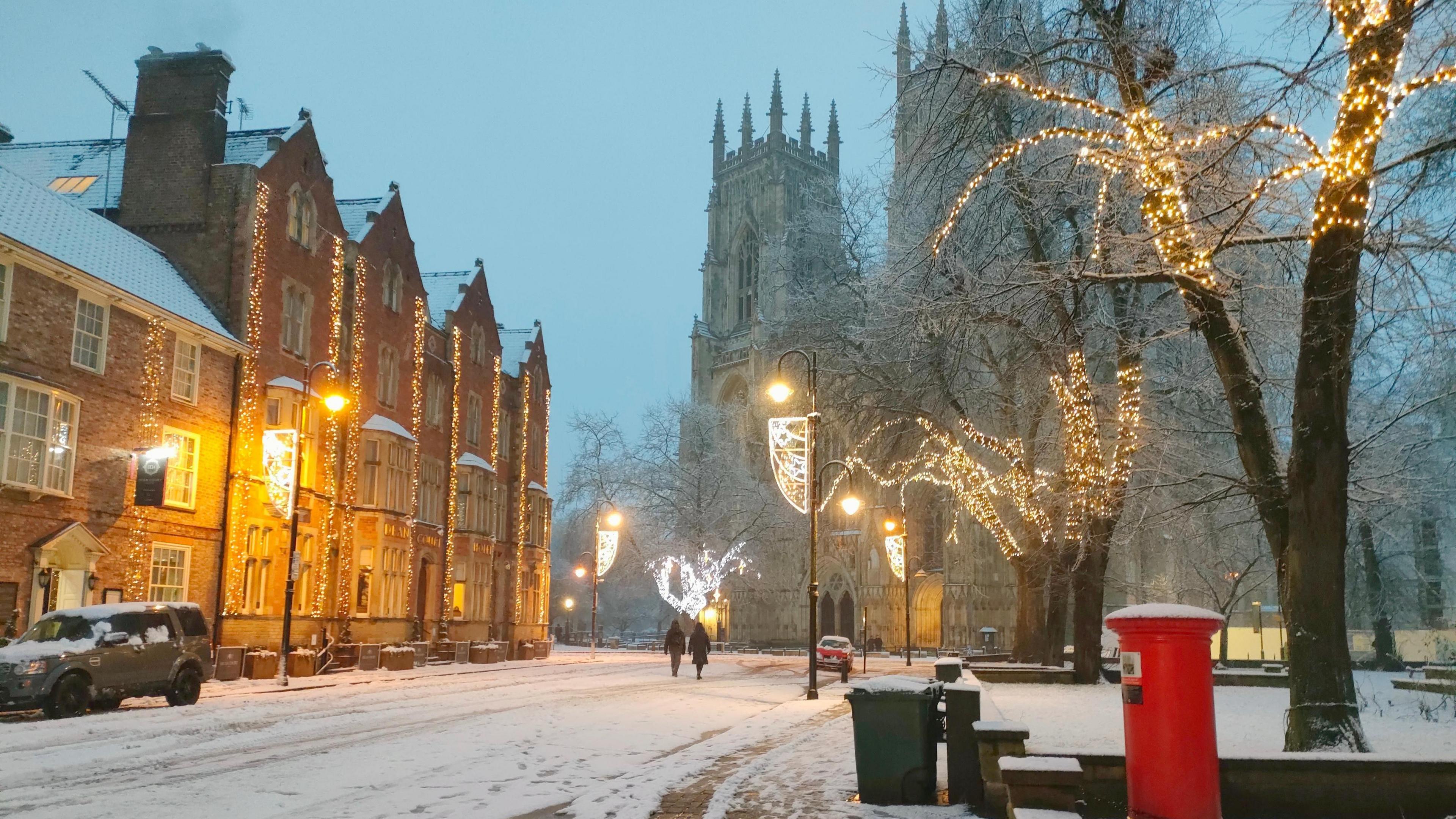 York Minster surrounded by snow