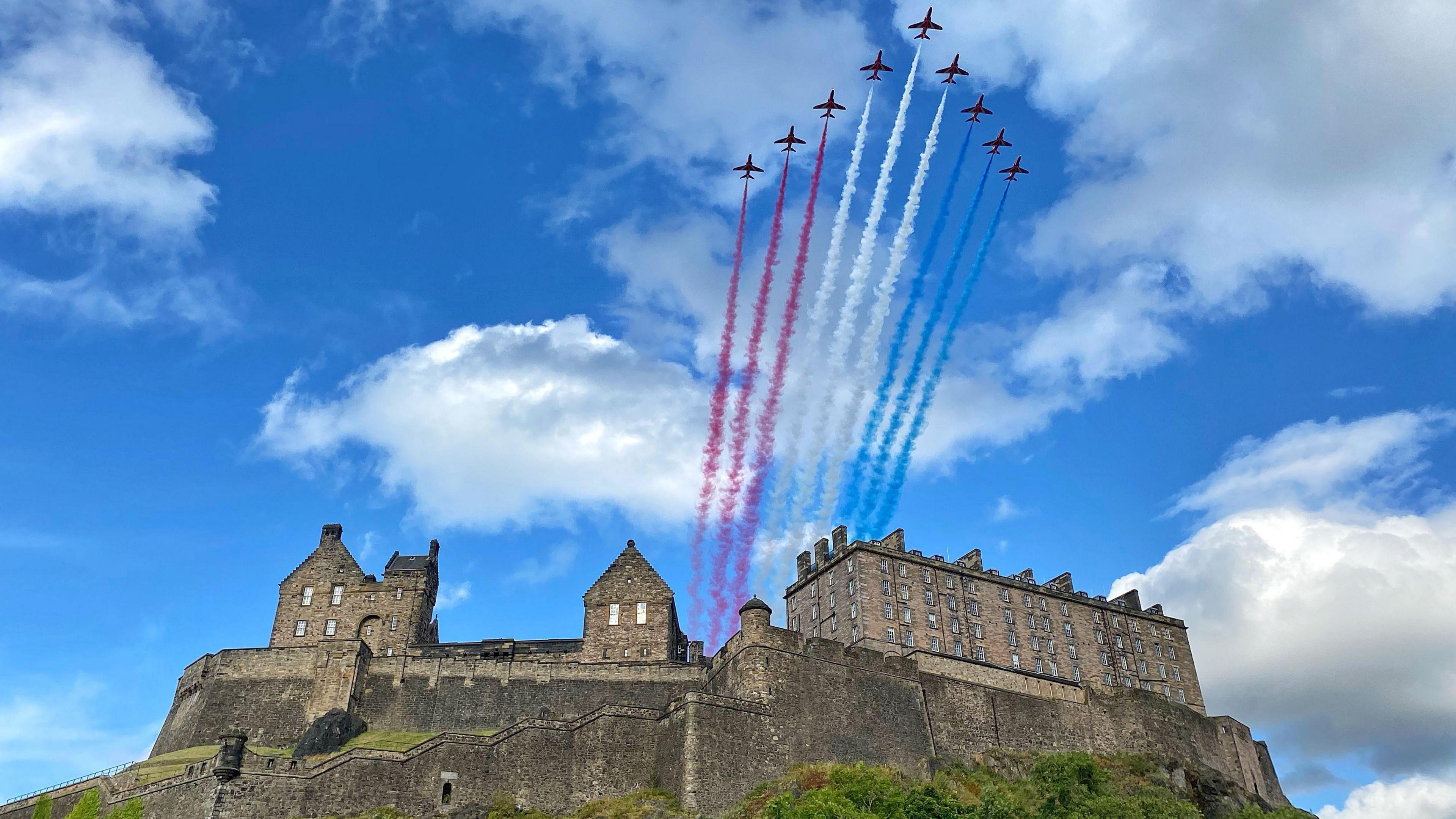 The Red Arrows over Edinburgh Castle