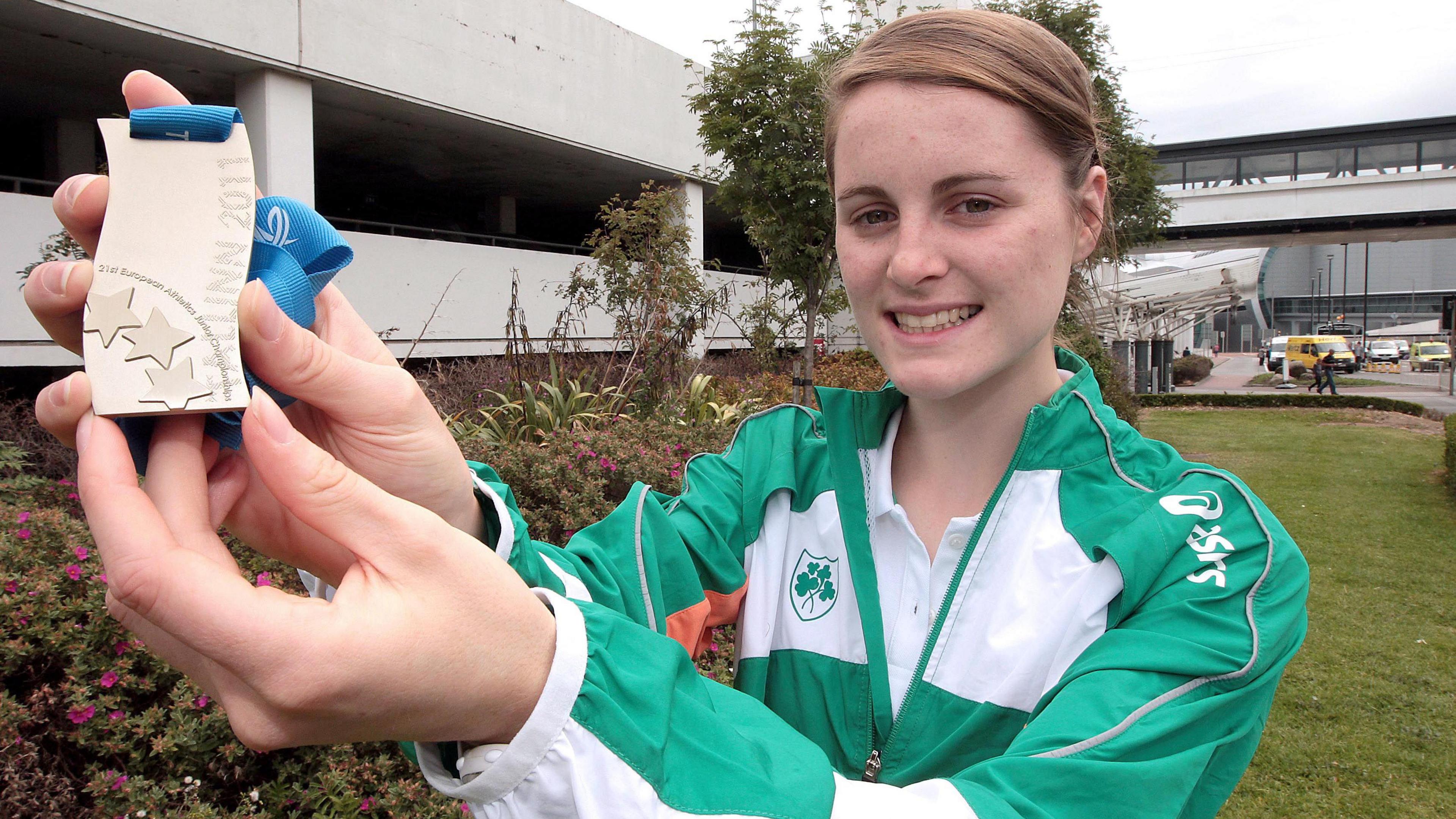 Ciara Mageean with her silver medal won in the women's 1500m at the 21st European Junior Athletics Championships in Estonia