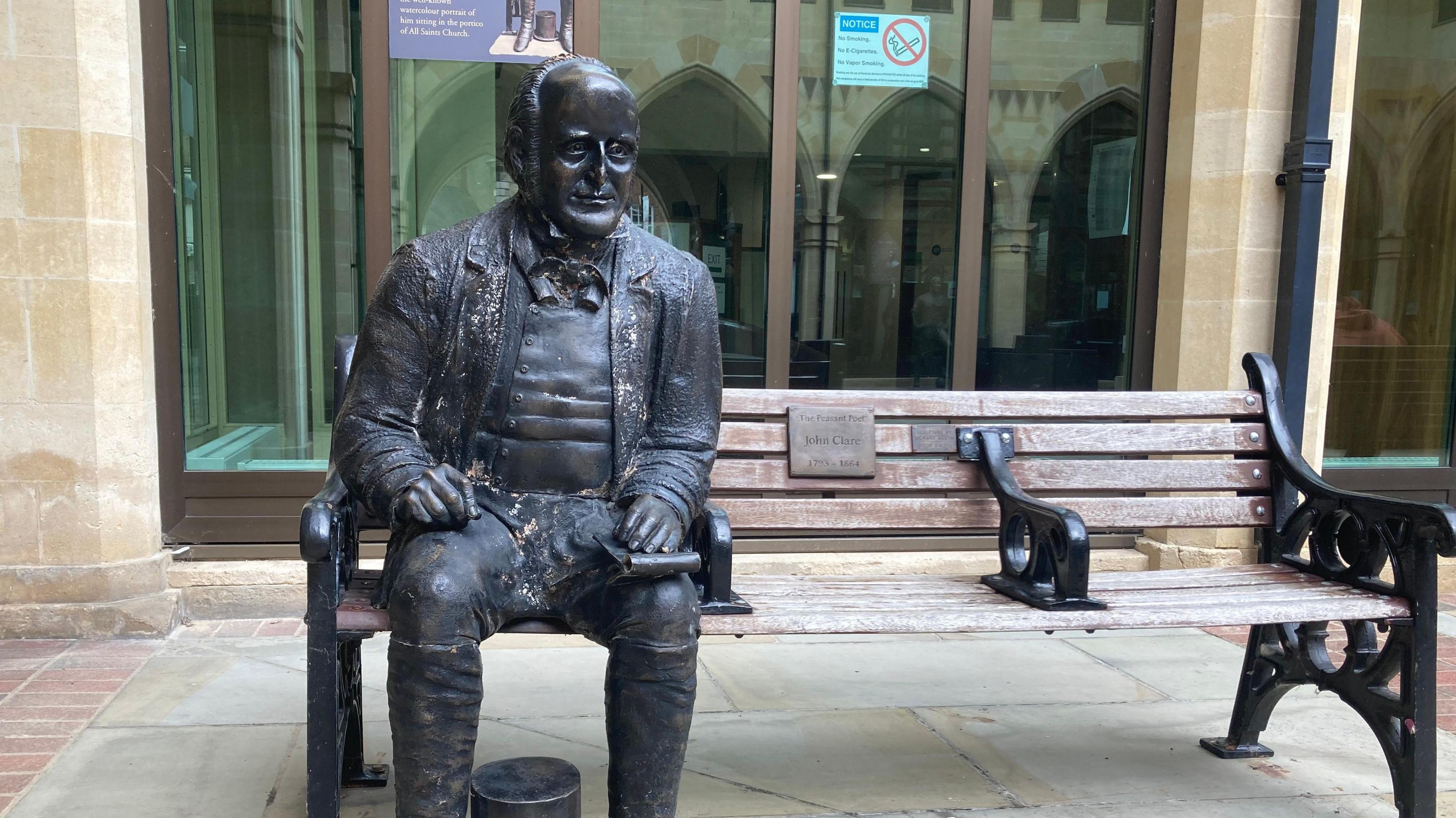 A statue of John Clare sits in Northampton town centre, where he spent his later years in an asylum