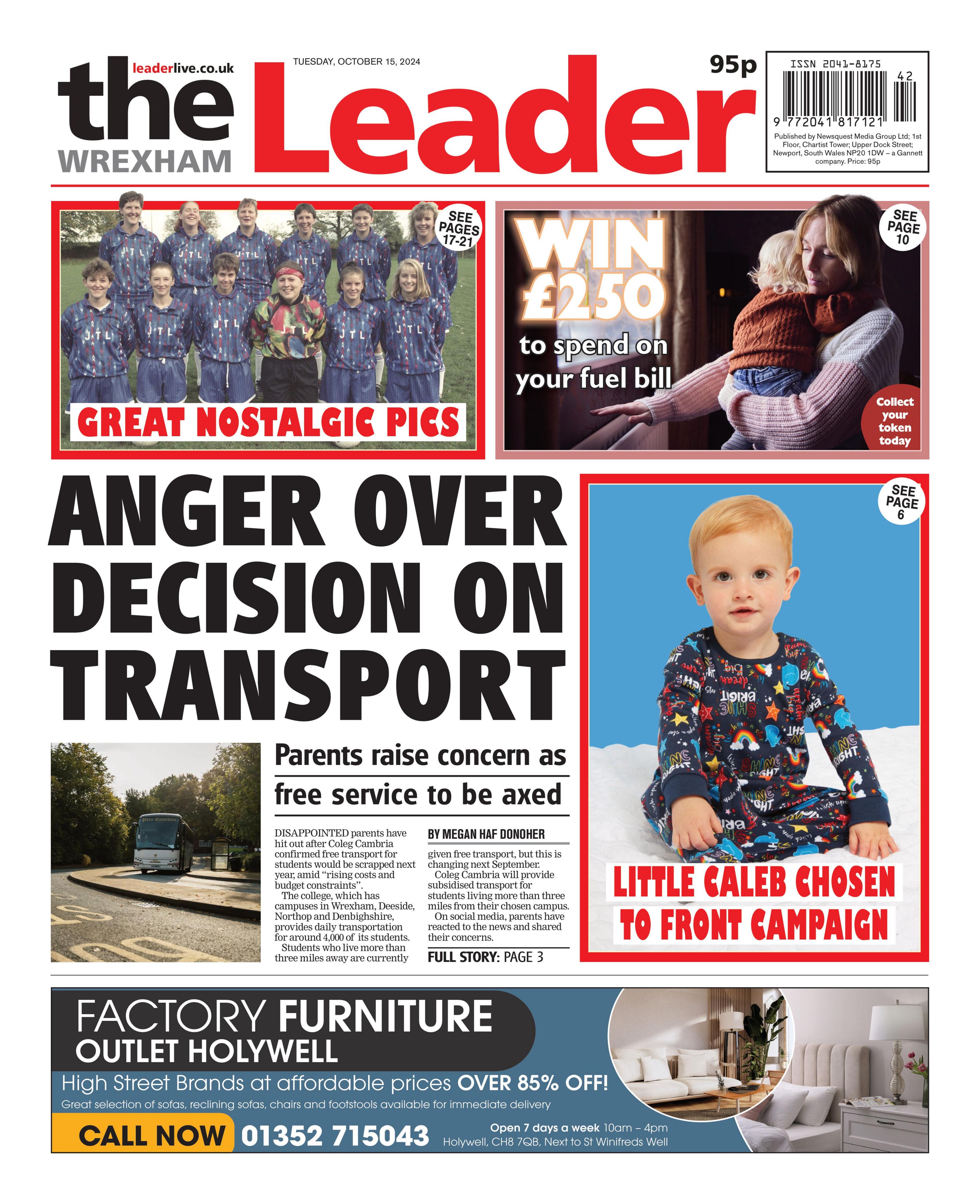 Front page of Wrexham Leader