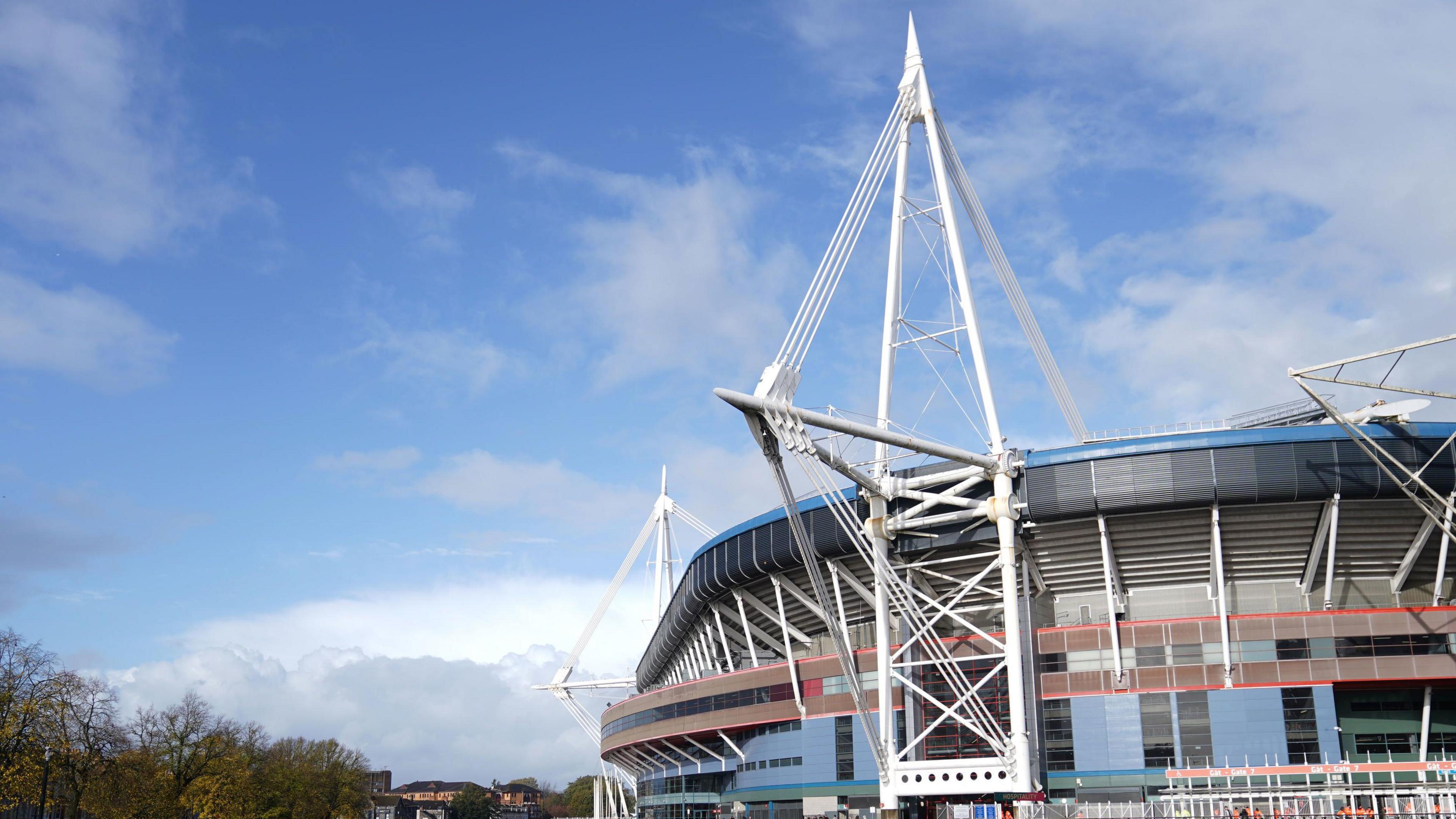 The exterior of the Principality Stadium in Cardiff.