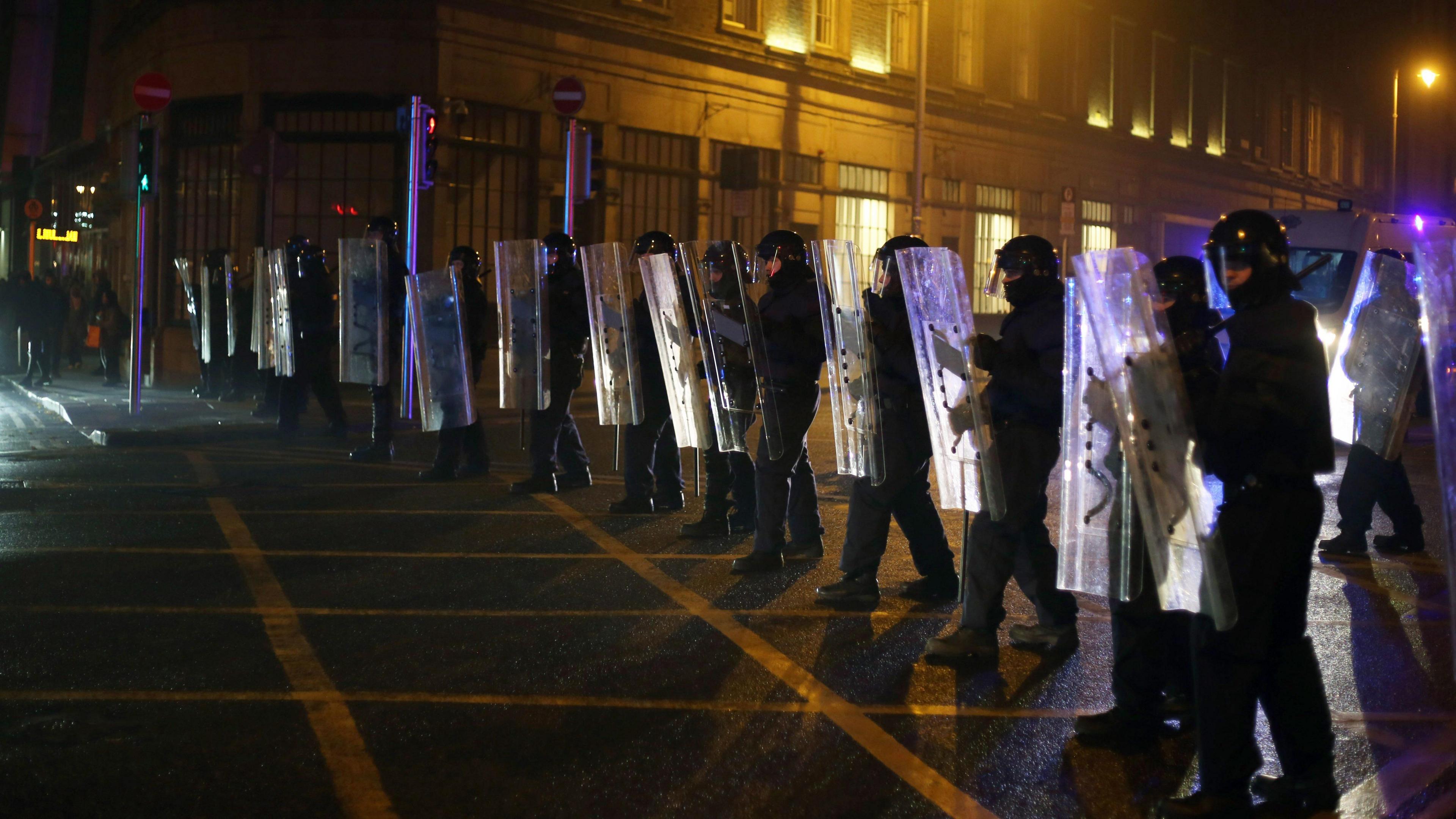 Public order officers on duty during Dublin riot