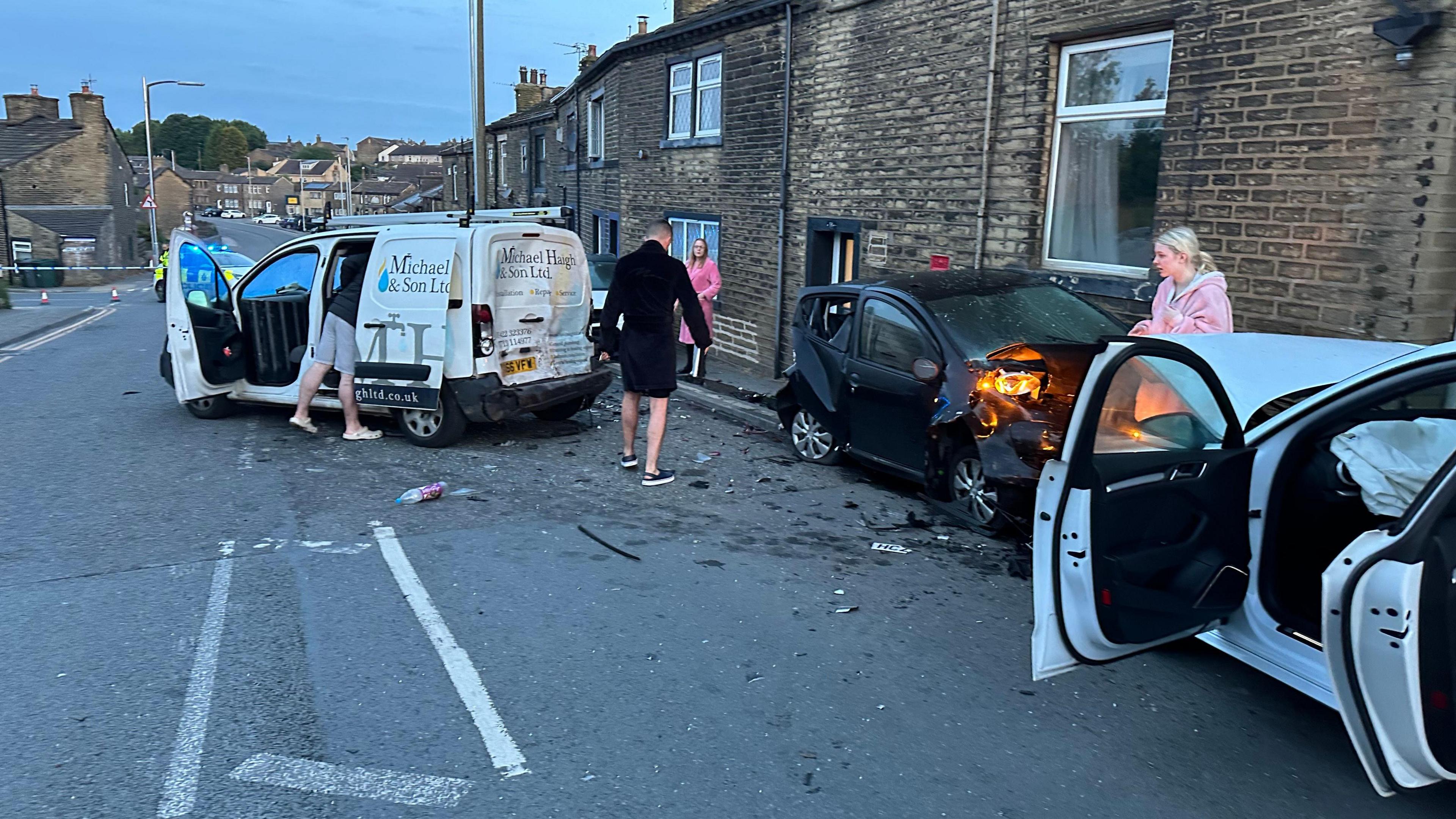 Some of the vehicles involved in the crash in Queensbury