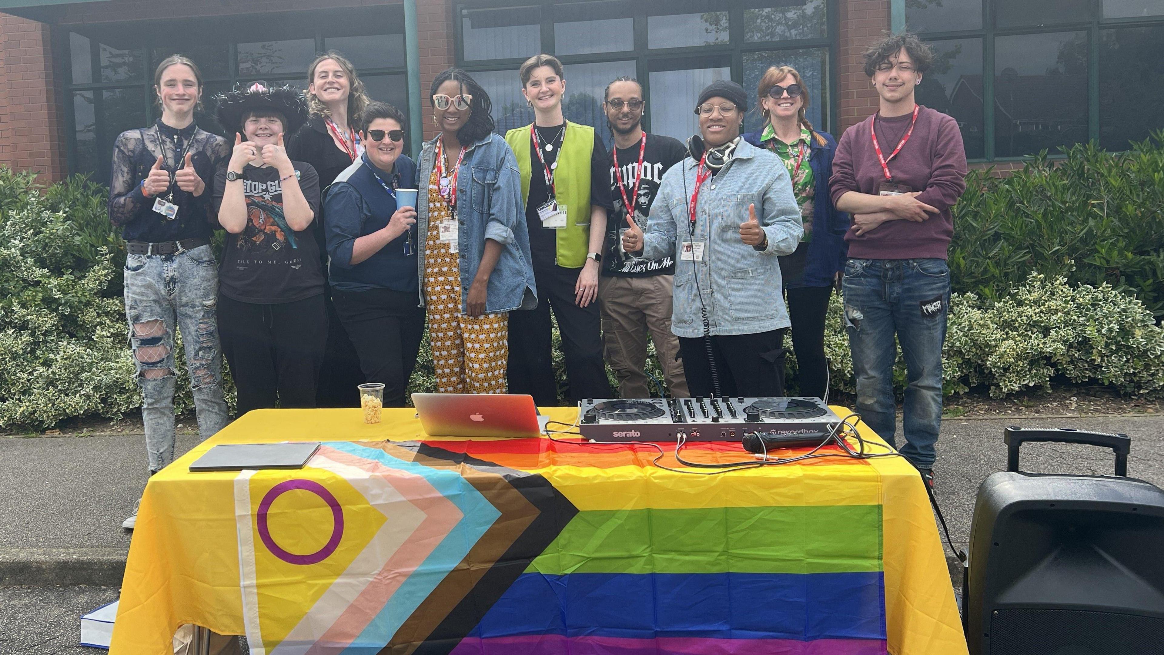 Members of the school community during a Pride event with BBC Introducing Suffolk and Norfolk