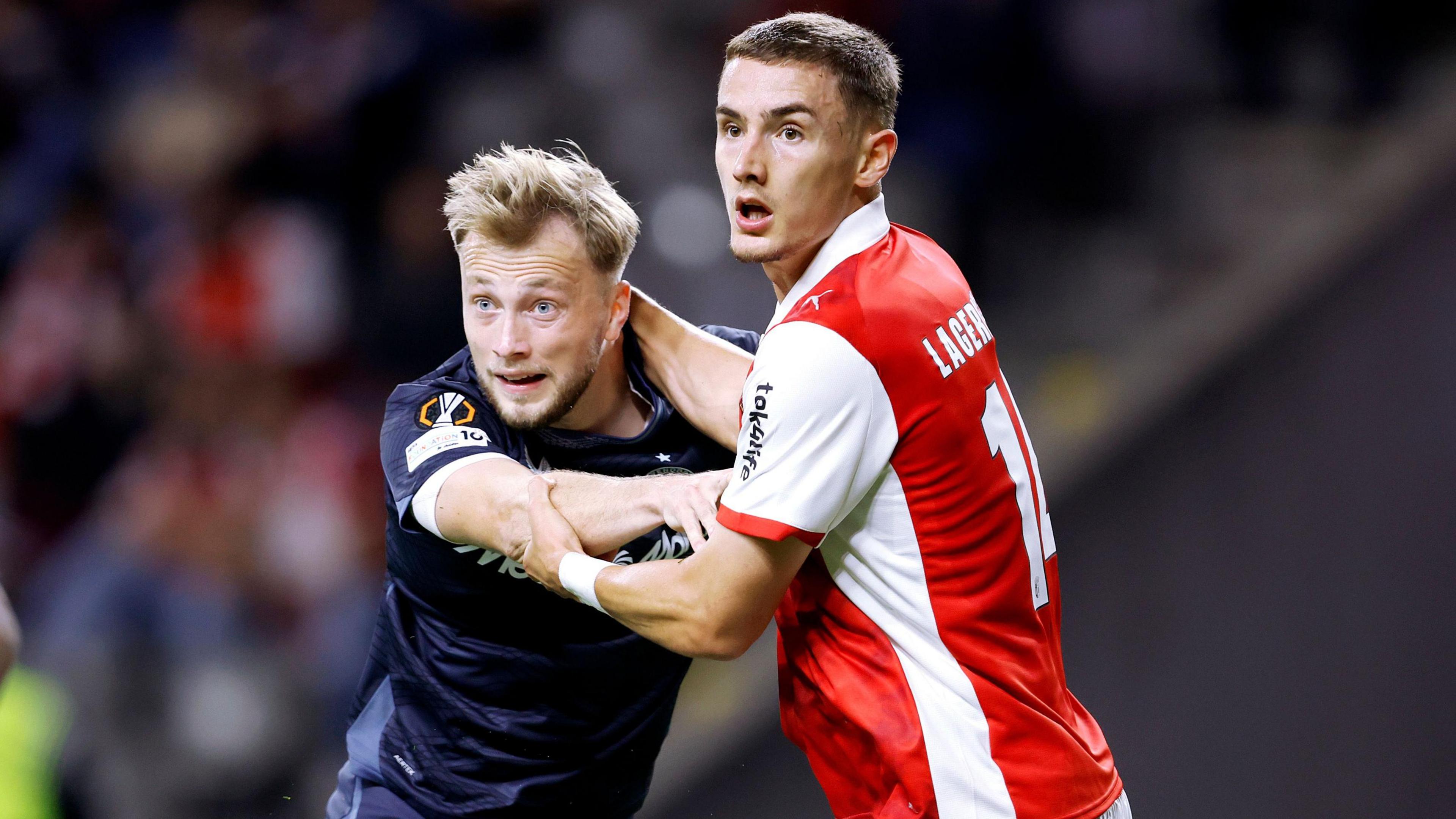 Braga's Gustaf Lagerbielke (right) in action against Feyenoord