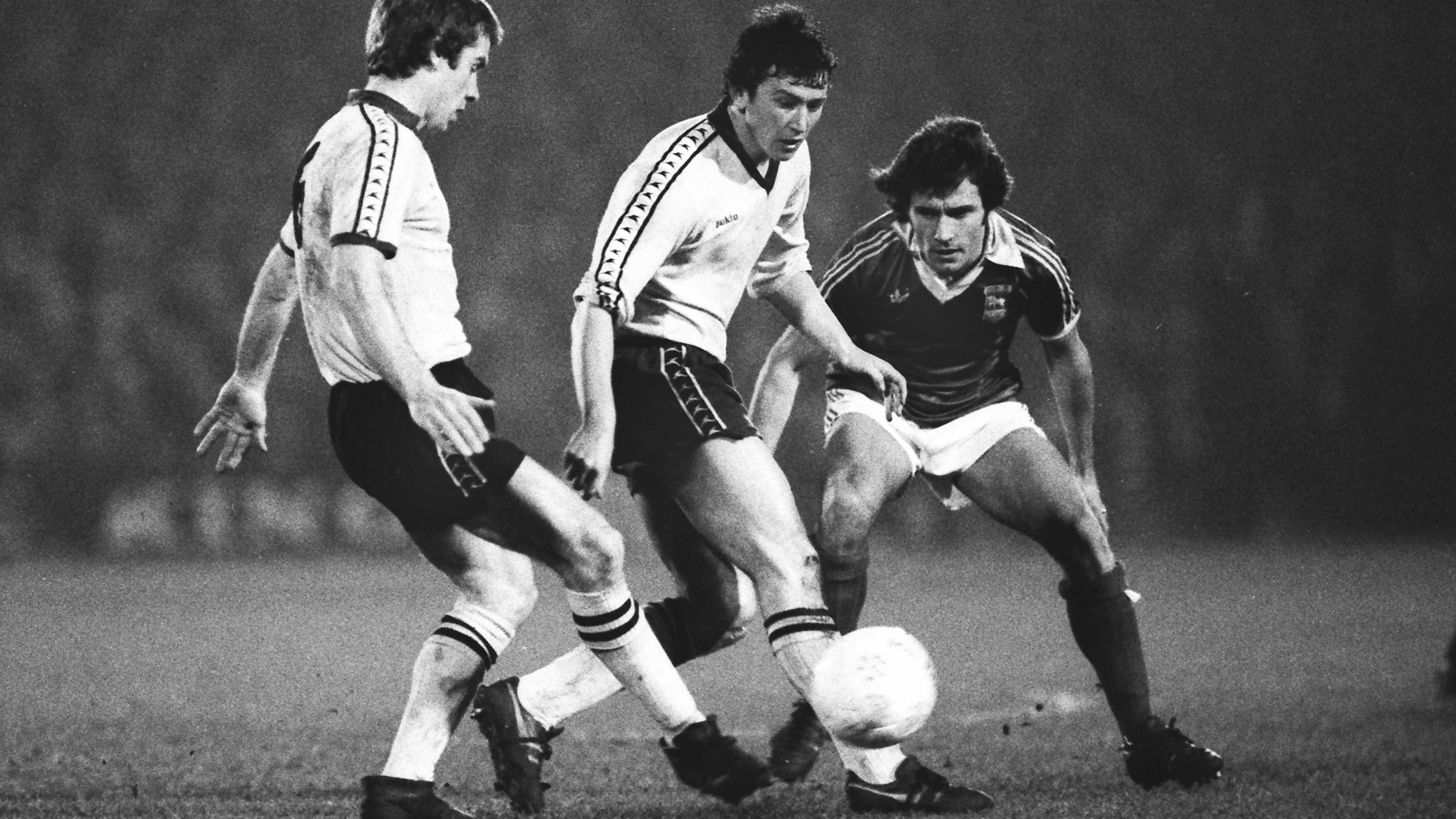 Pulis (centre) combines with Bristol Rovers team-mate Frankie Prince to take on Ipswich's Colin Viljoen in their FA Cup fifth-round replay in 1978