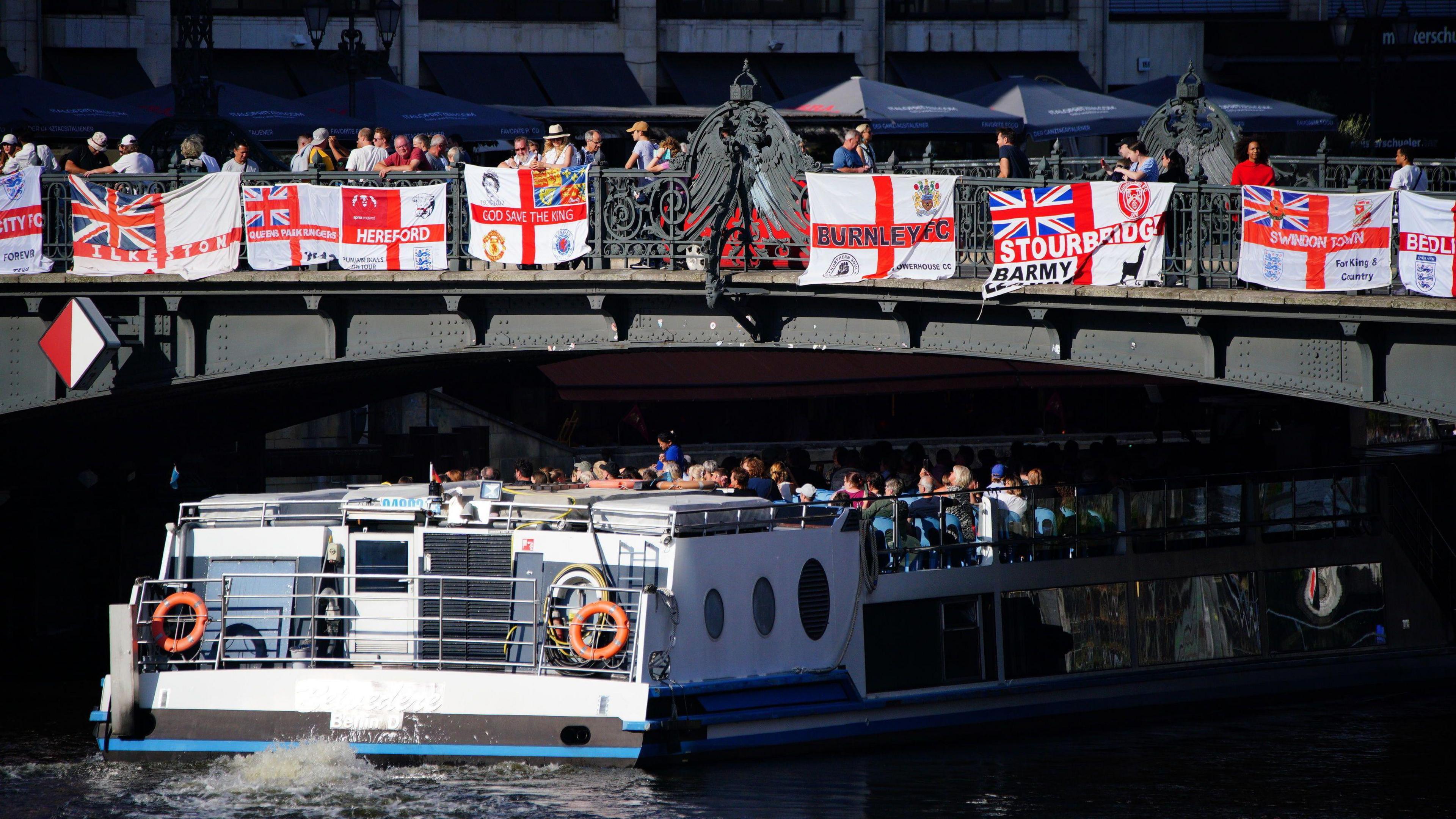 England fans at Weidendammer Brucke in Berlin