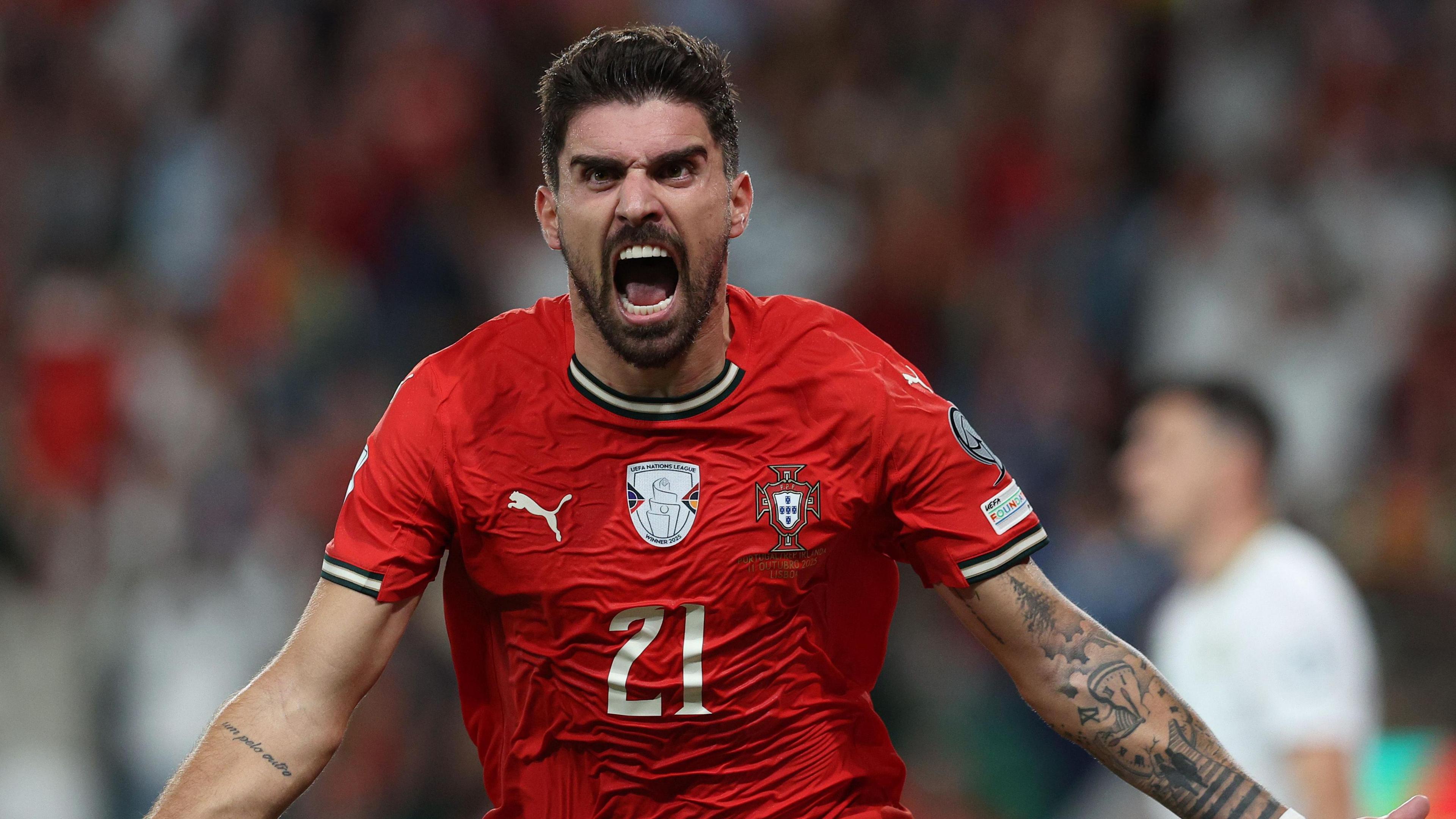 Ruben Neves celebrates his goal 