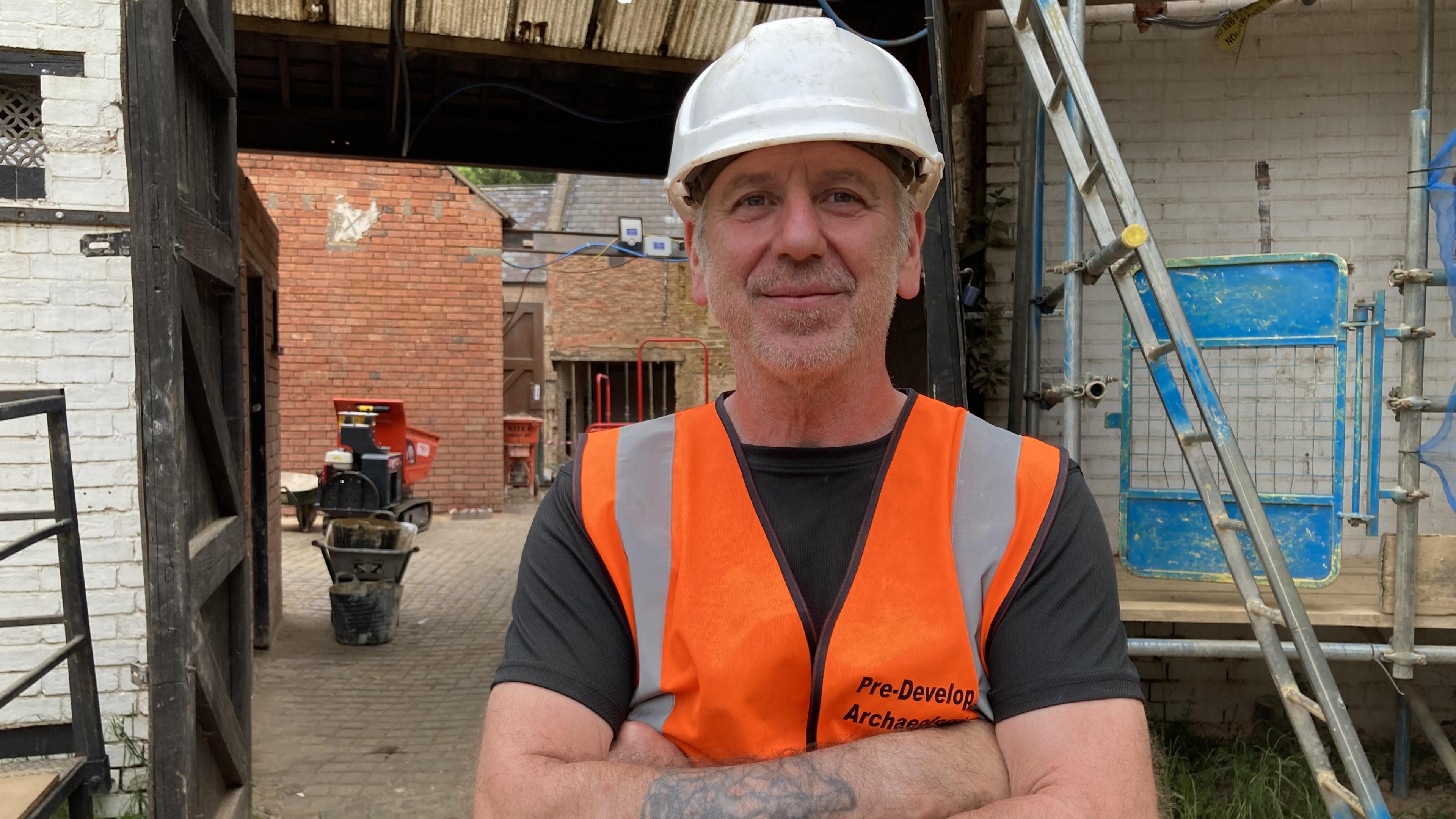 Derek Roberts, from Pre-Develop Archaeology, at an archaeological dig in Northampton