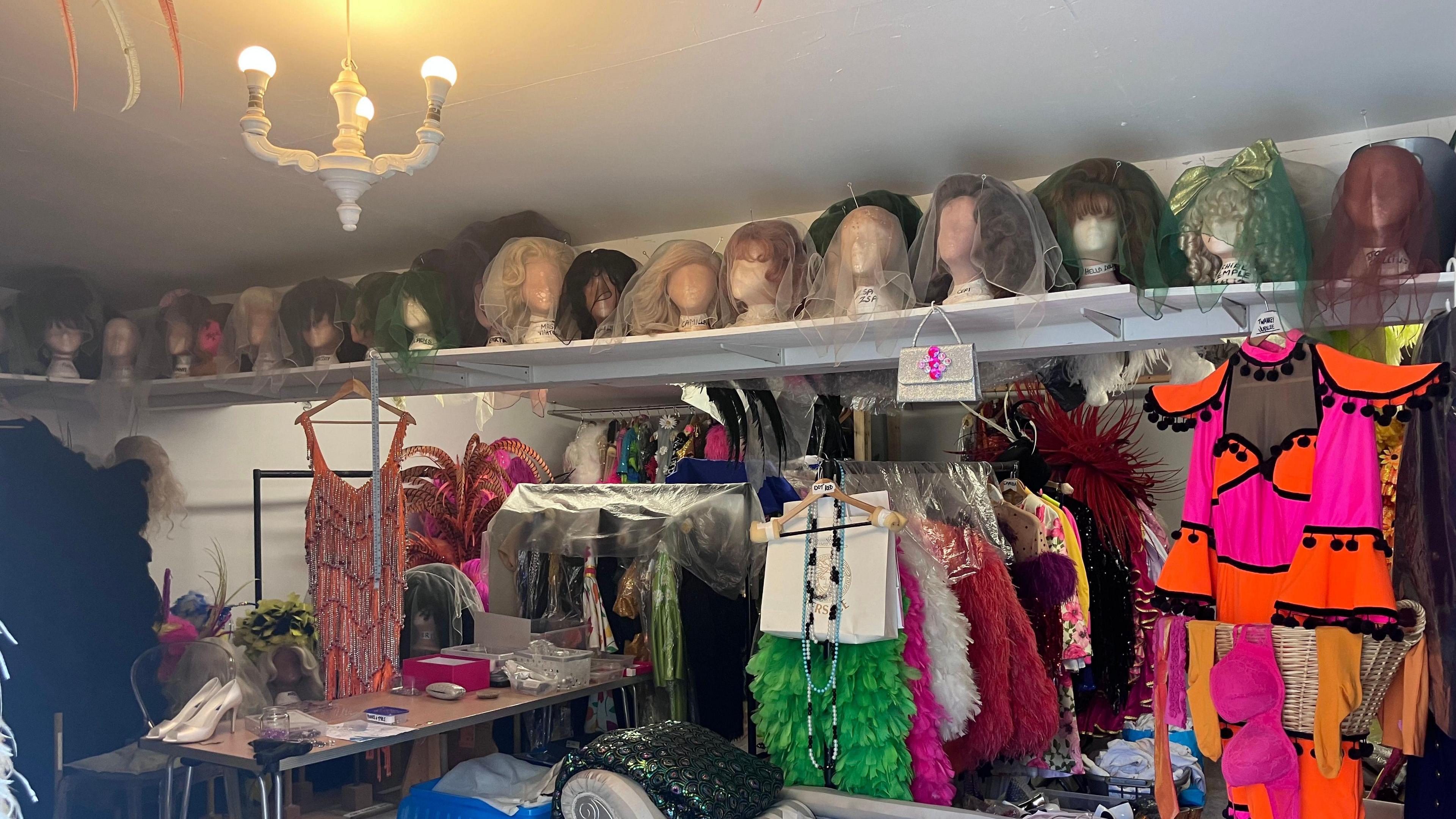 Dupree's room where he stores all his stage costumes, including a large number of wigs