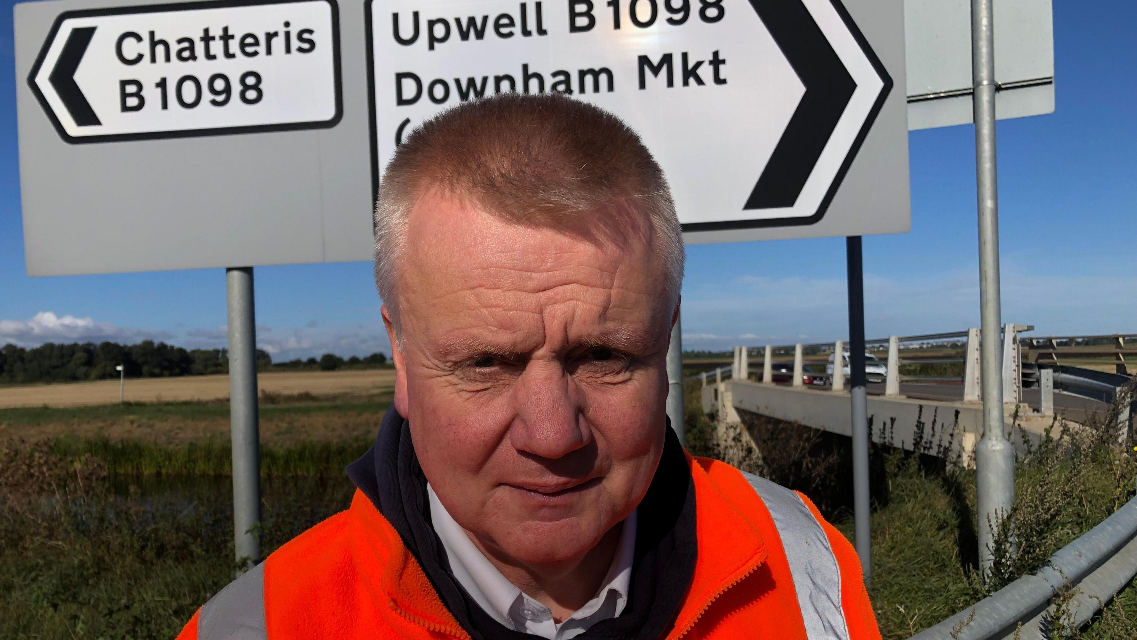 Charlie Marks at the Boots Bridge crossroads between Wimblington and Manea in Fenland