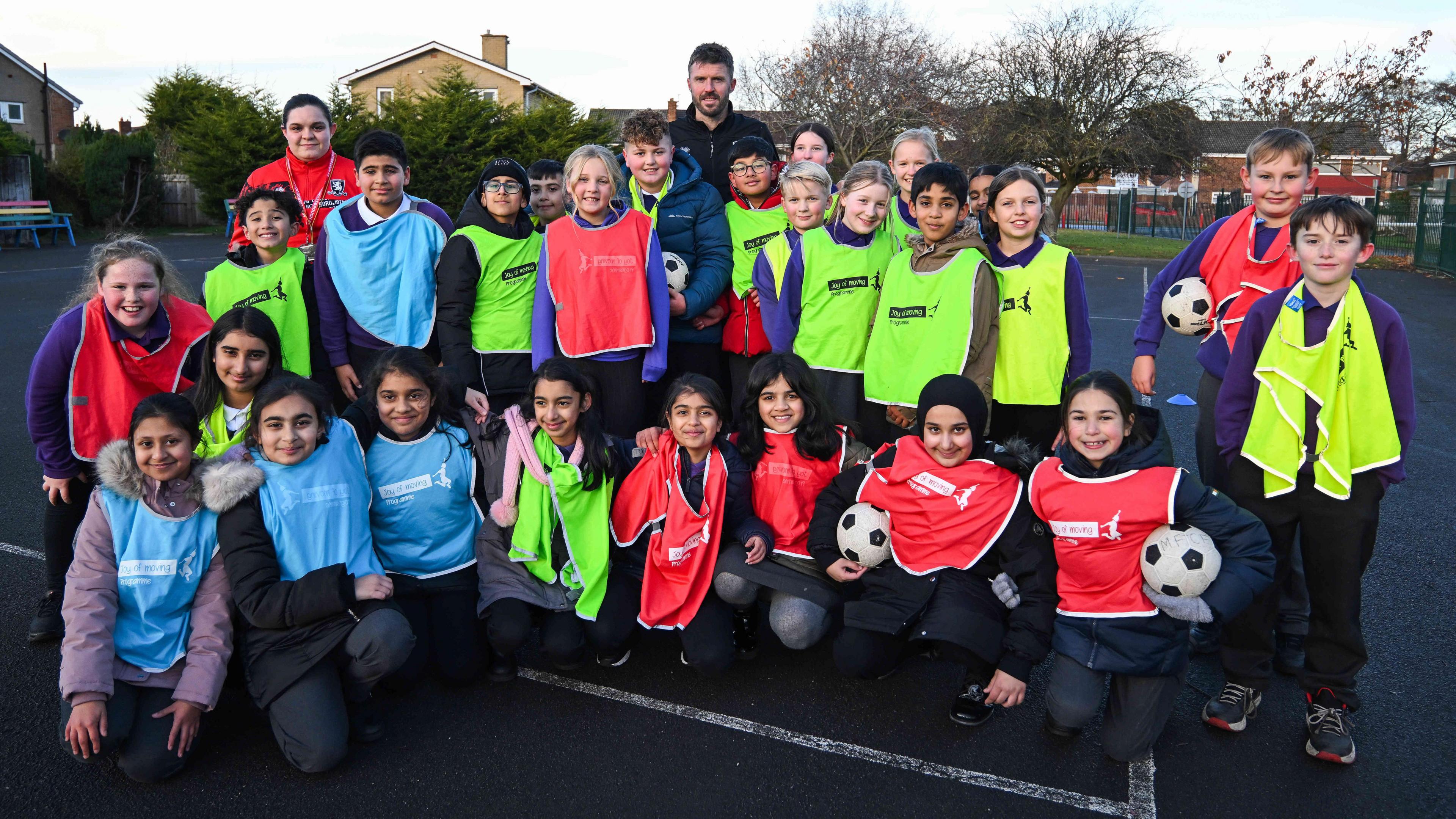 Boro boss Michael Carrick headed to Kadar Academy to join Middlesbrough Foundation's Joy of Moving session