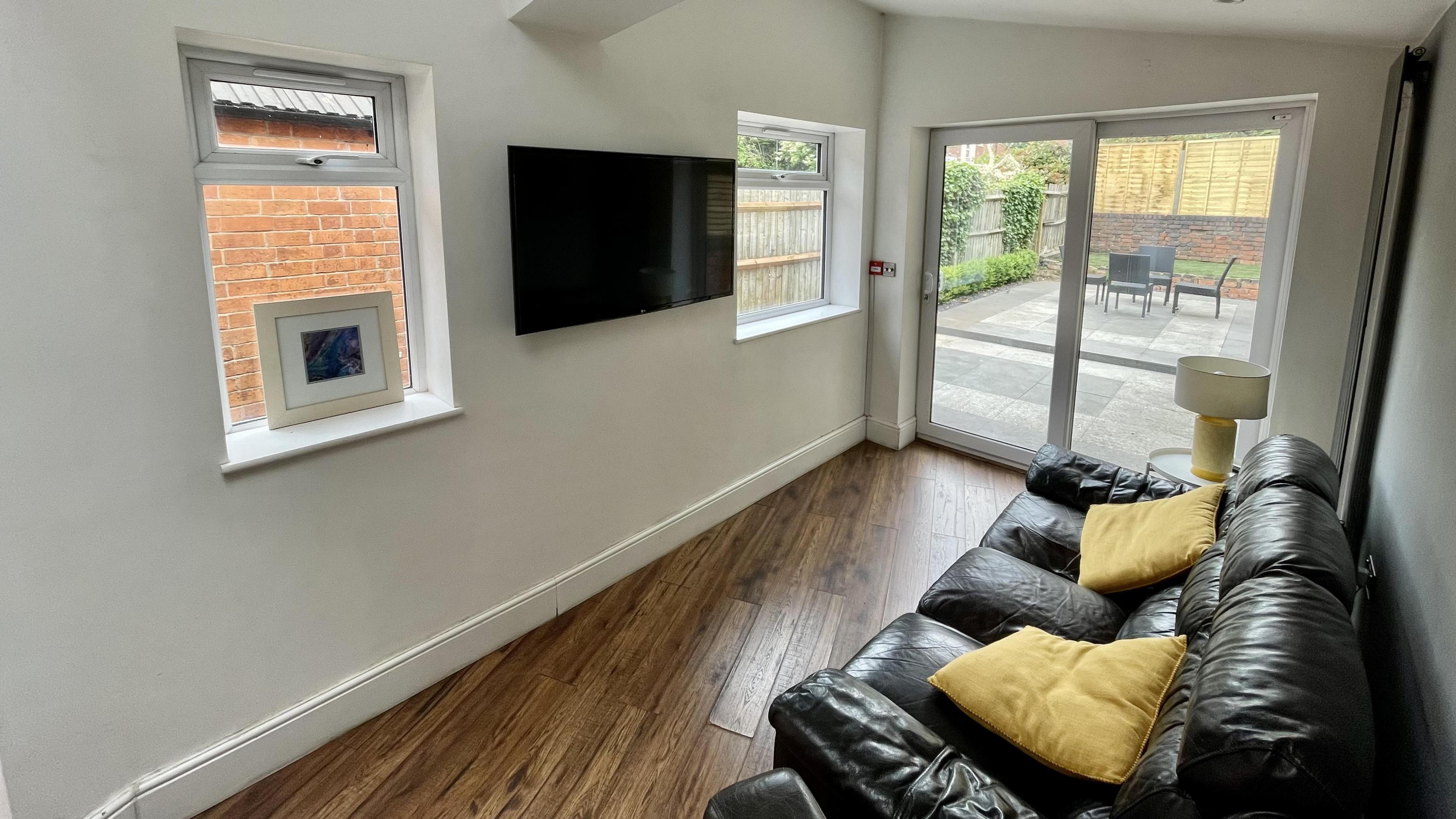 Sofa and television in living room