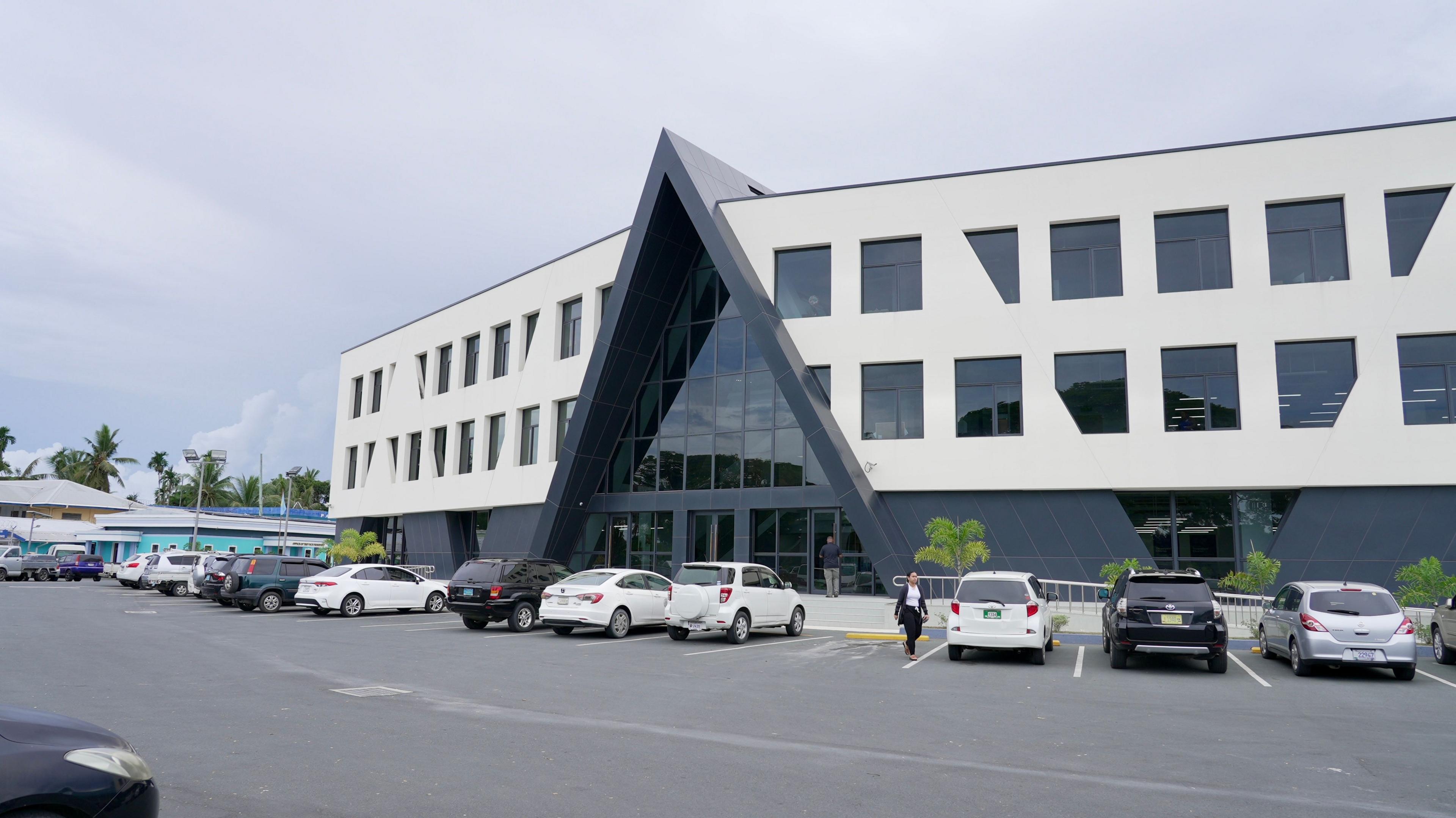 "One Stop Shop", a government building donated by Taiwan, hosts many government offices, including the President's office