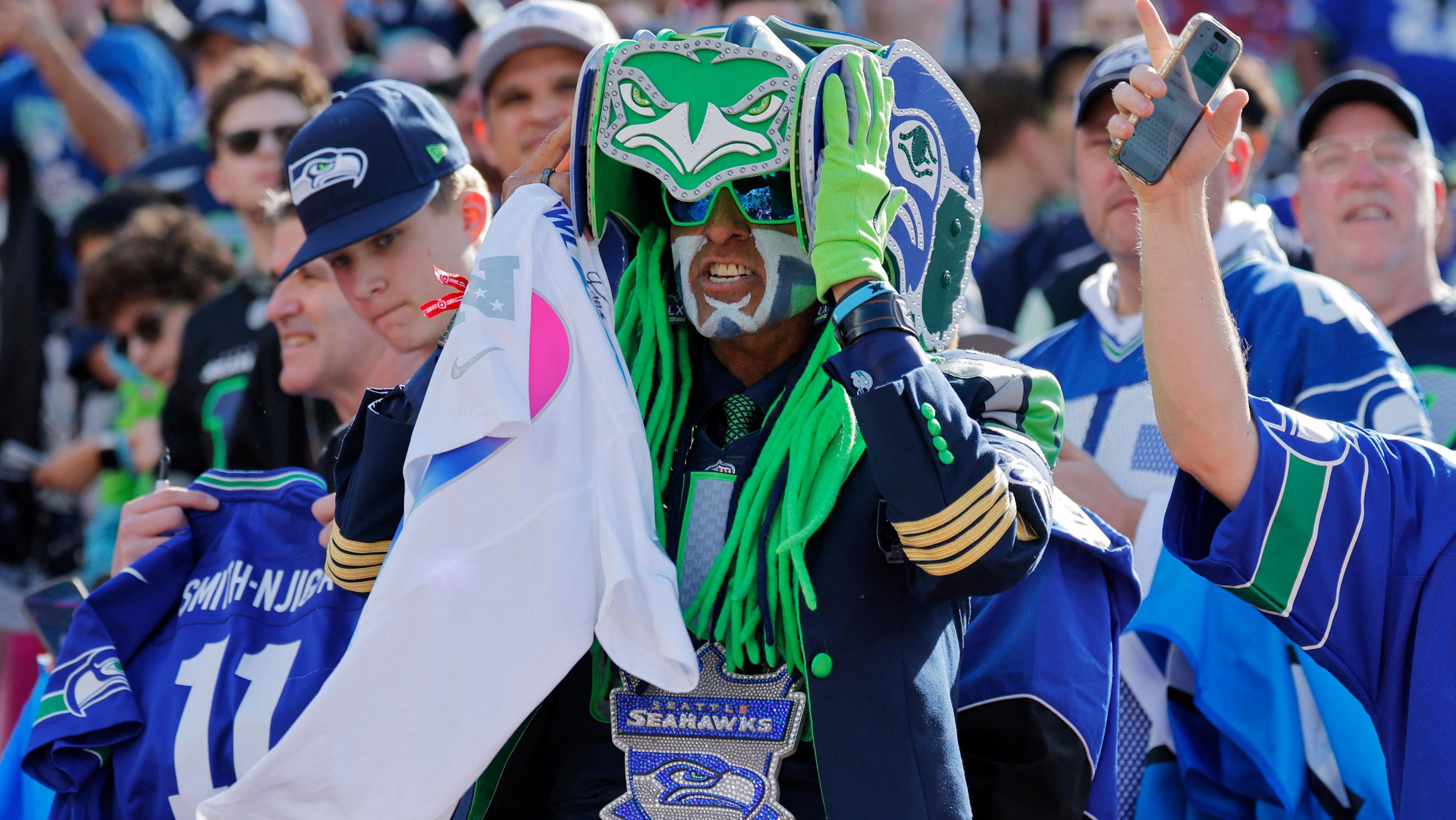 Seattle Seahawks fan prior to the Super Bowl
